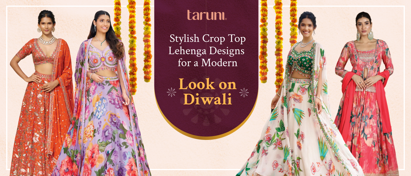 Stylish Crop Top Lehenga Designs for a Modern Look on Diwali