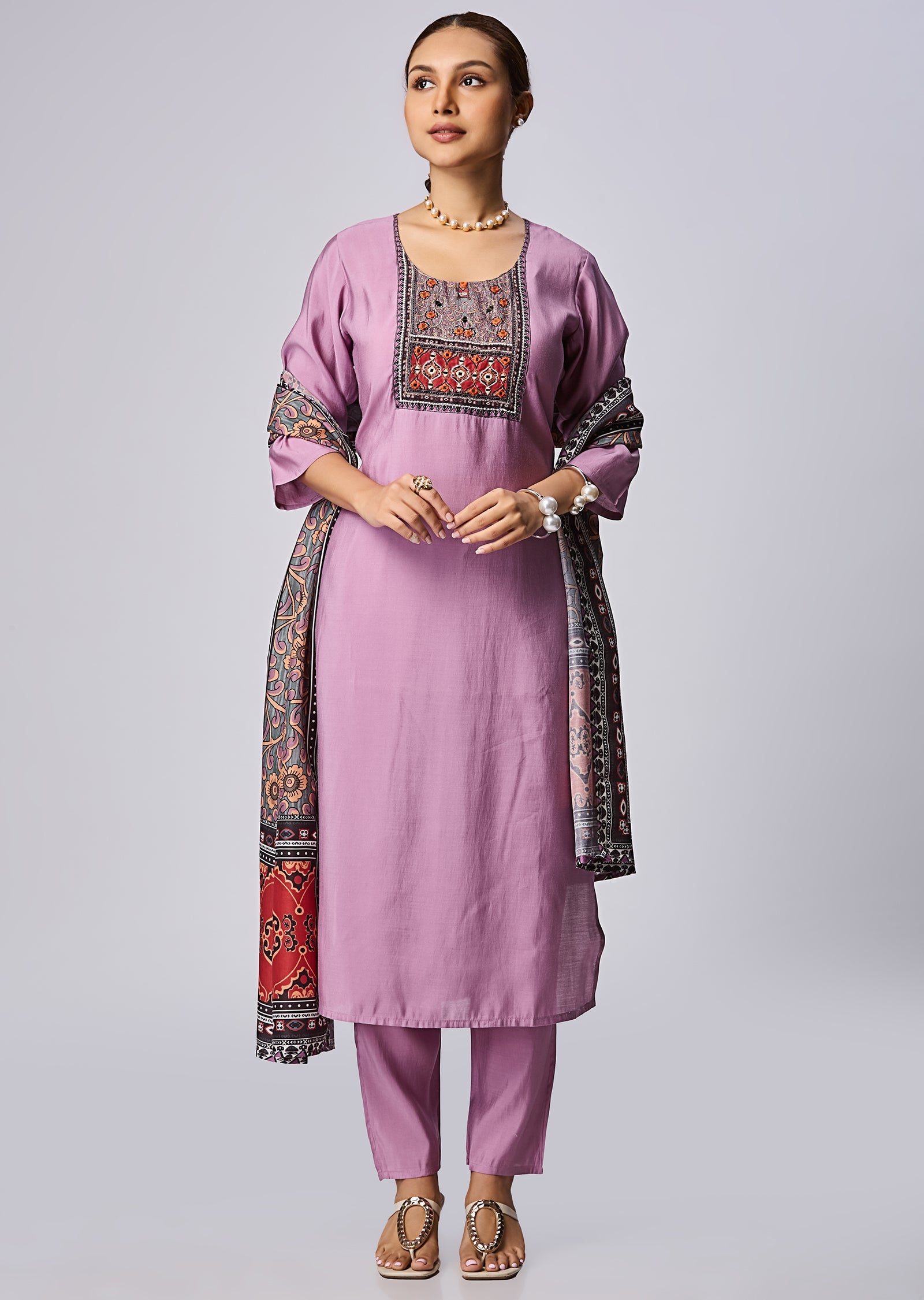 Onion Pink Russian Silk Straight Cut Suit