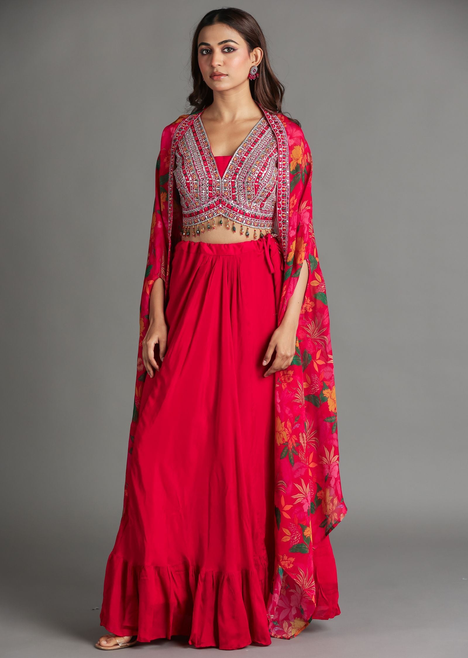 Red Silk Palazzo Set