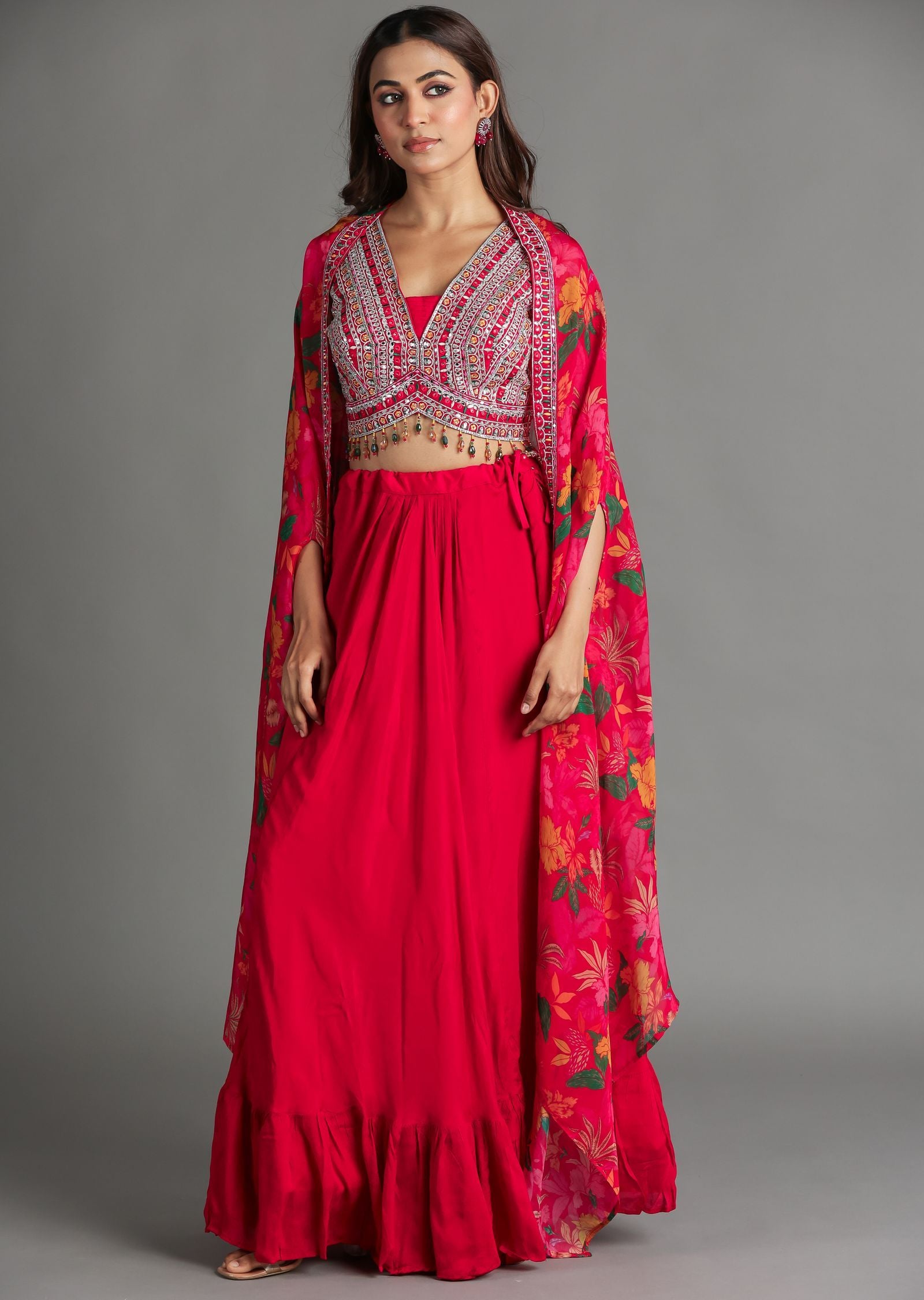 Red Silk Palazzo Set