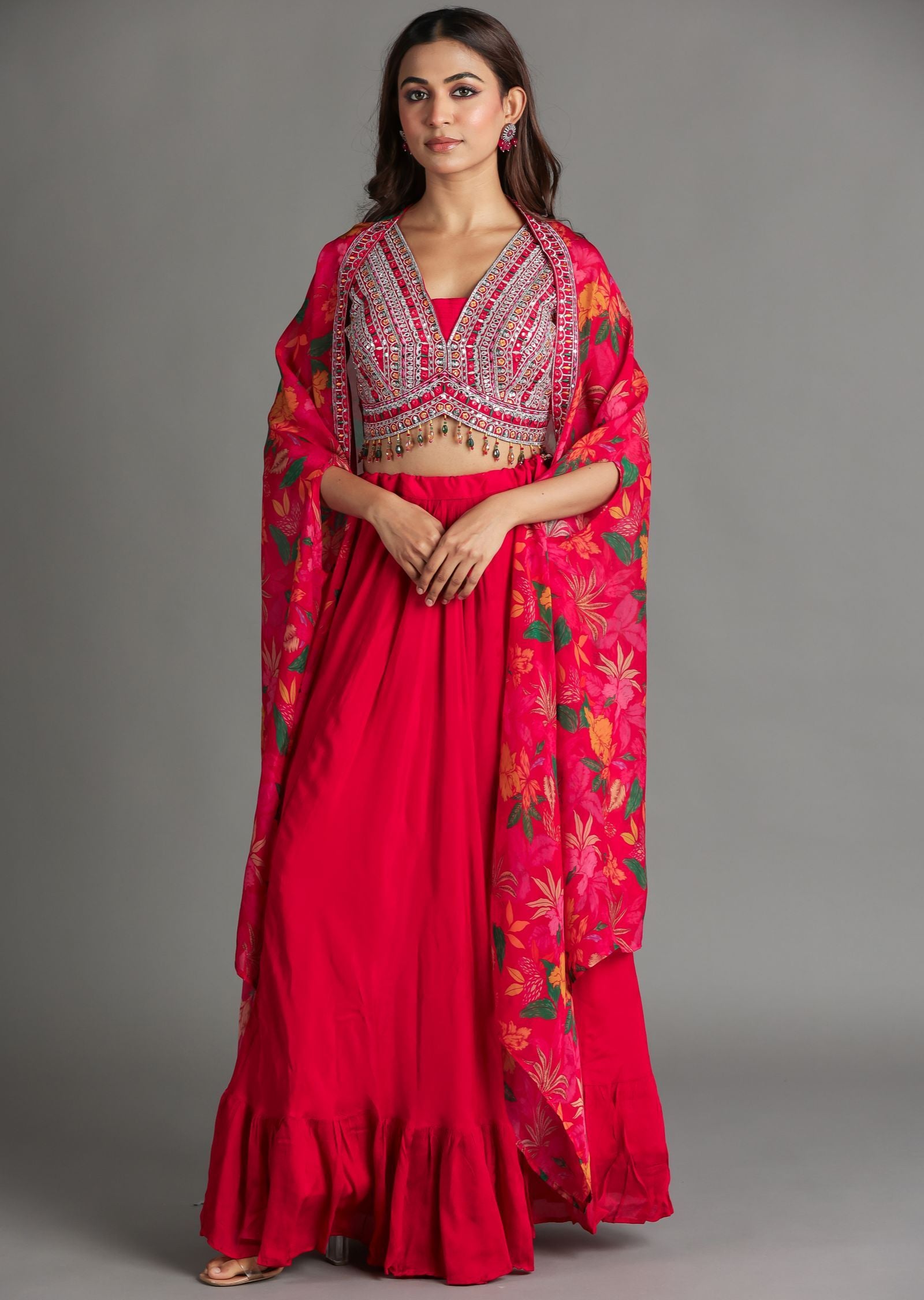 Red Silk Palazzo Set