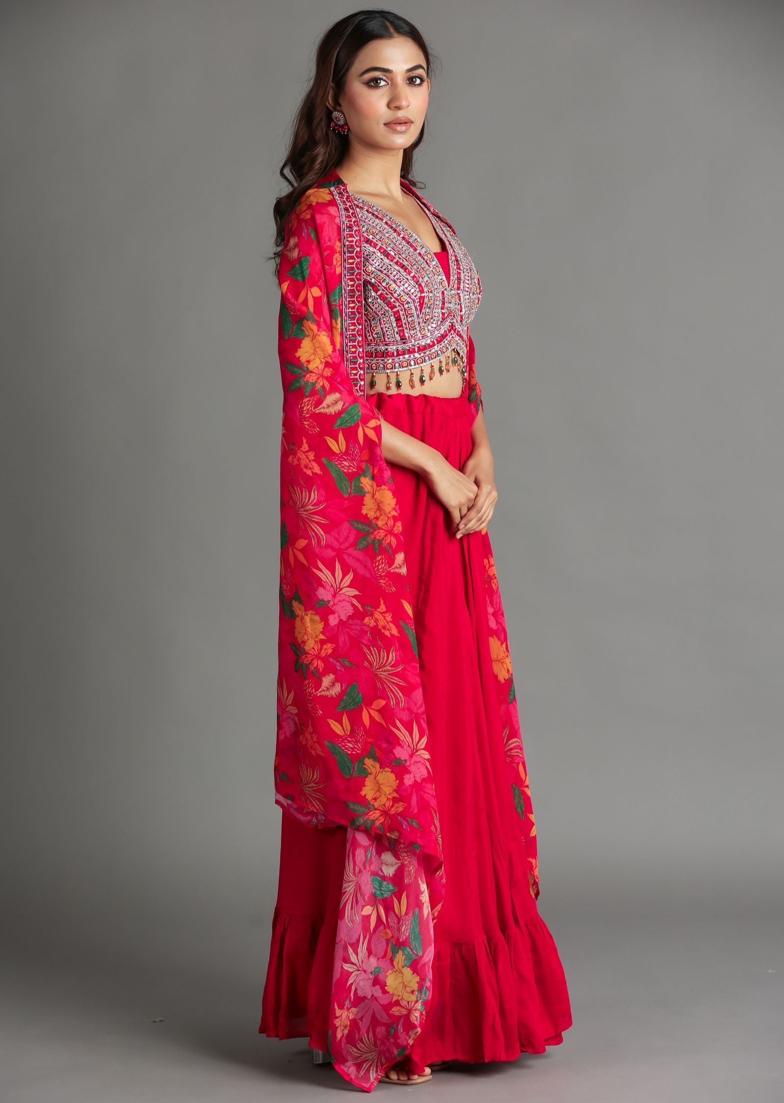 Red Silk Palazzo Set
