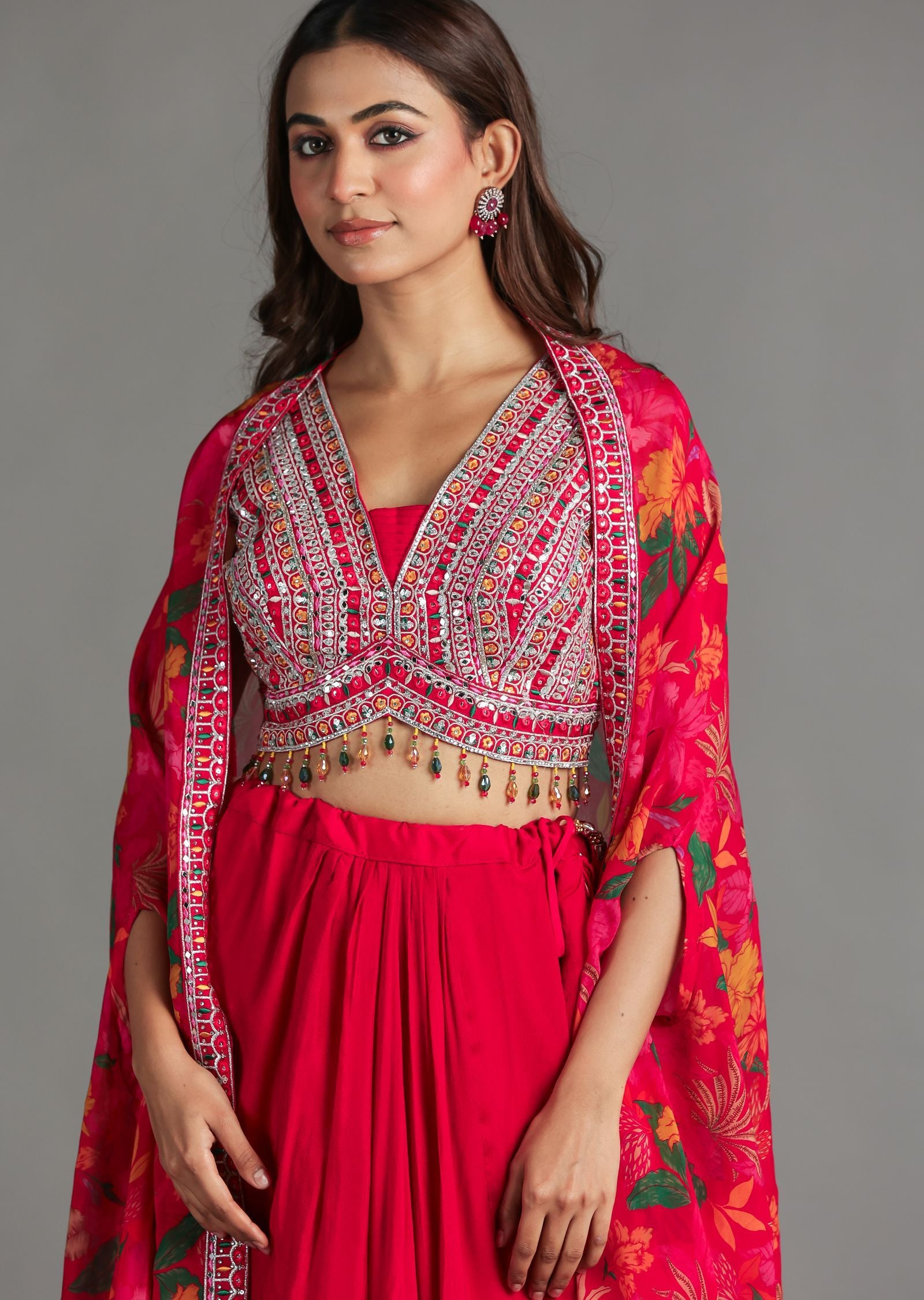 Red Silk Palazzo Set