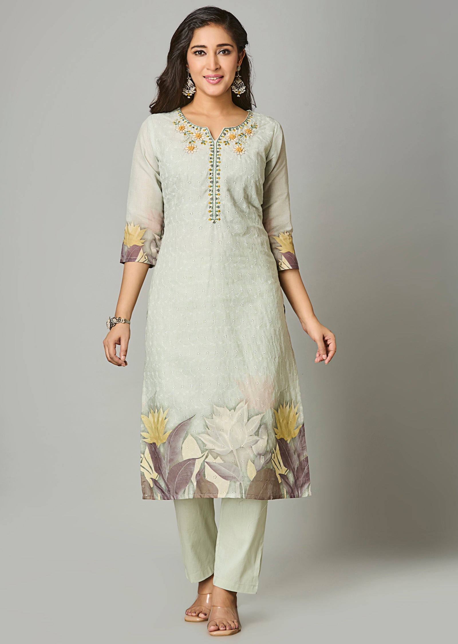 Dusty Green Cotton Straight Cut Suit