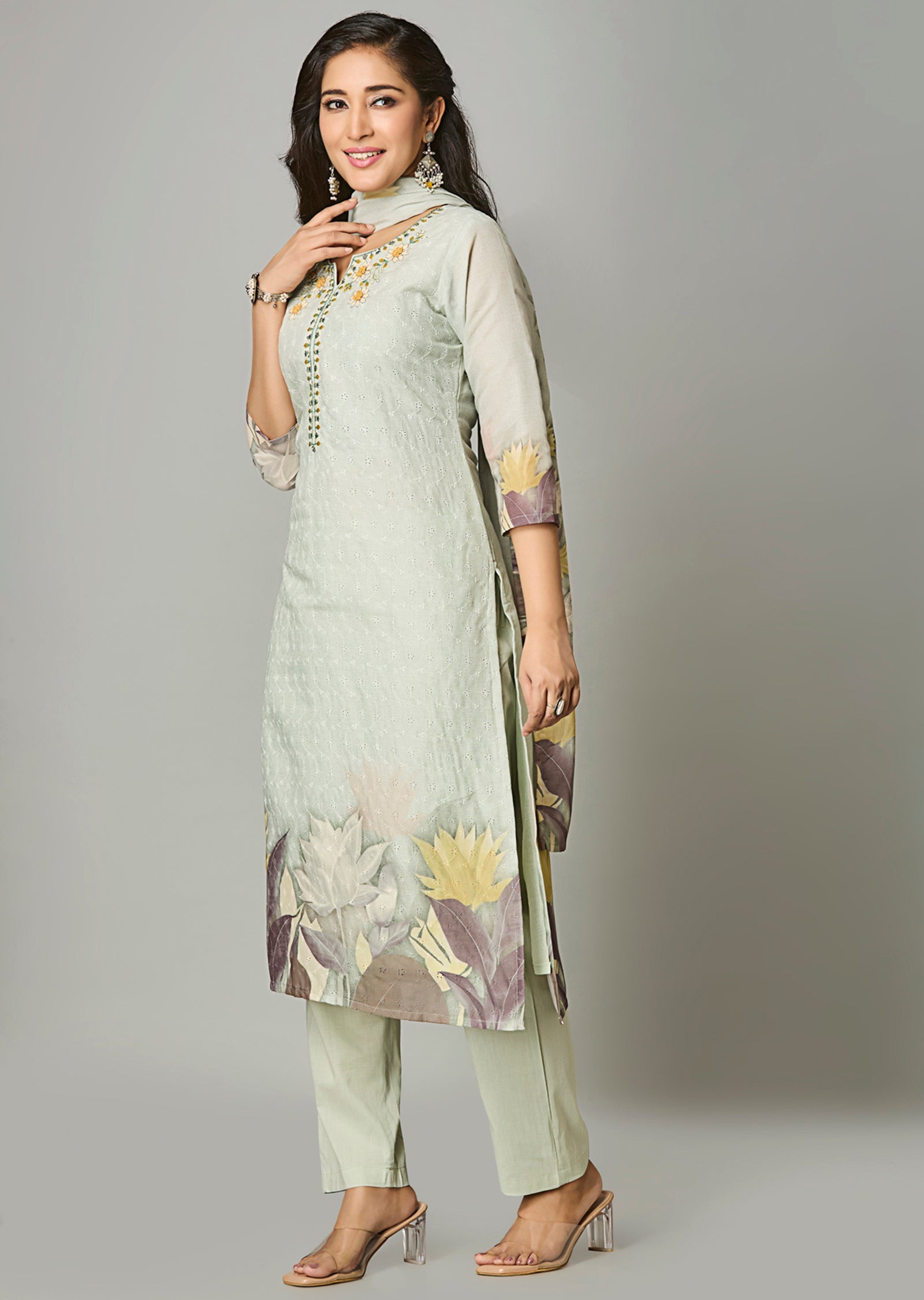 Dusty Green Cotton Straight Cut Suit