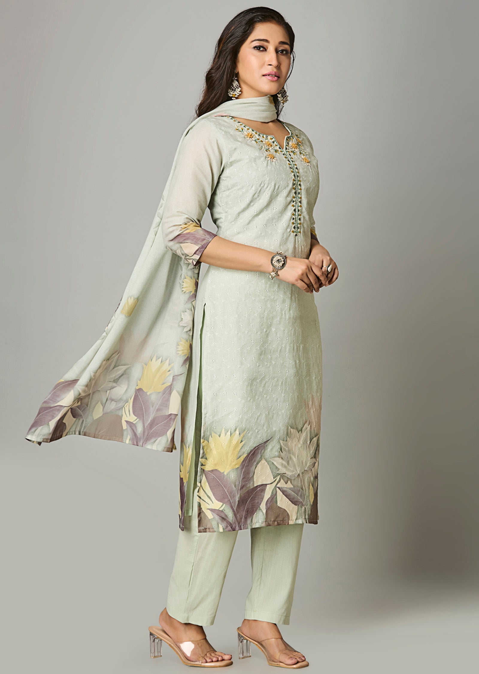 Dusty Green Cotton Straight Cut Suit
