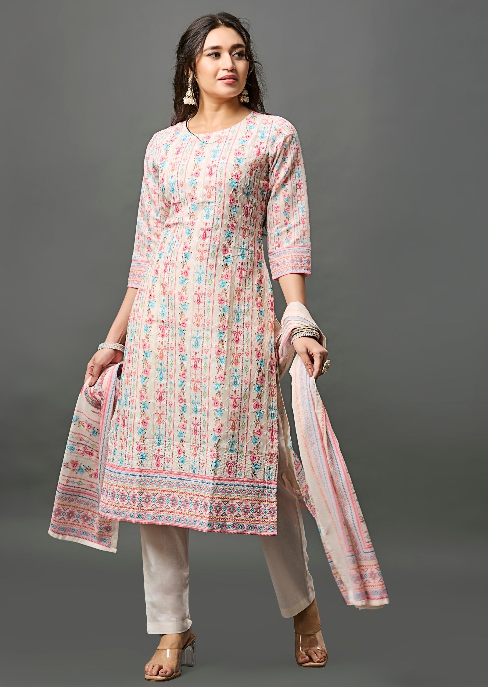 Cream Cotton Straight Cut Suit