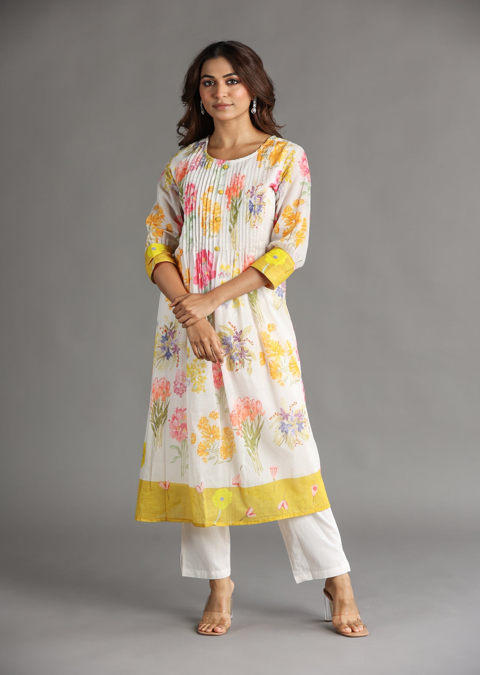 Light Peach Cotton Frock Kurti