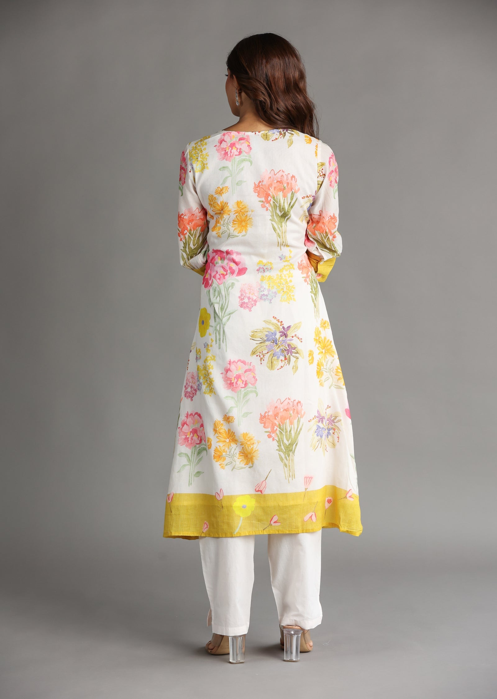 Light Peach Cotton Frock Kurti