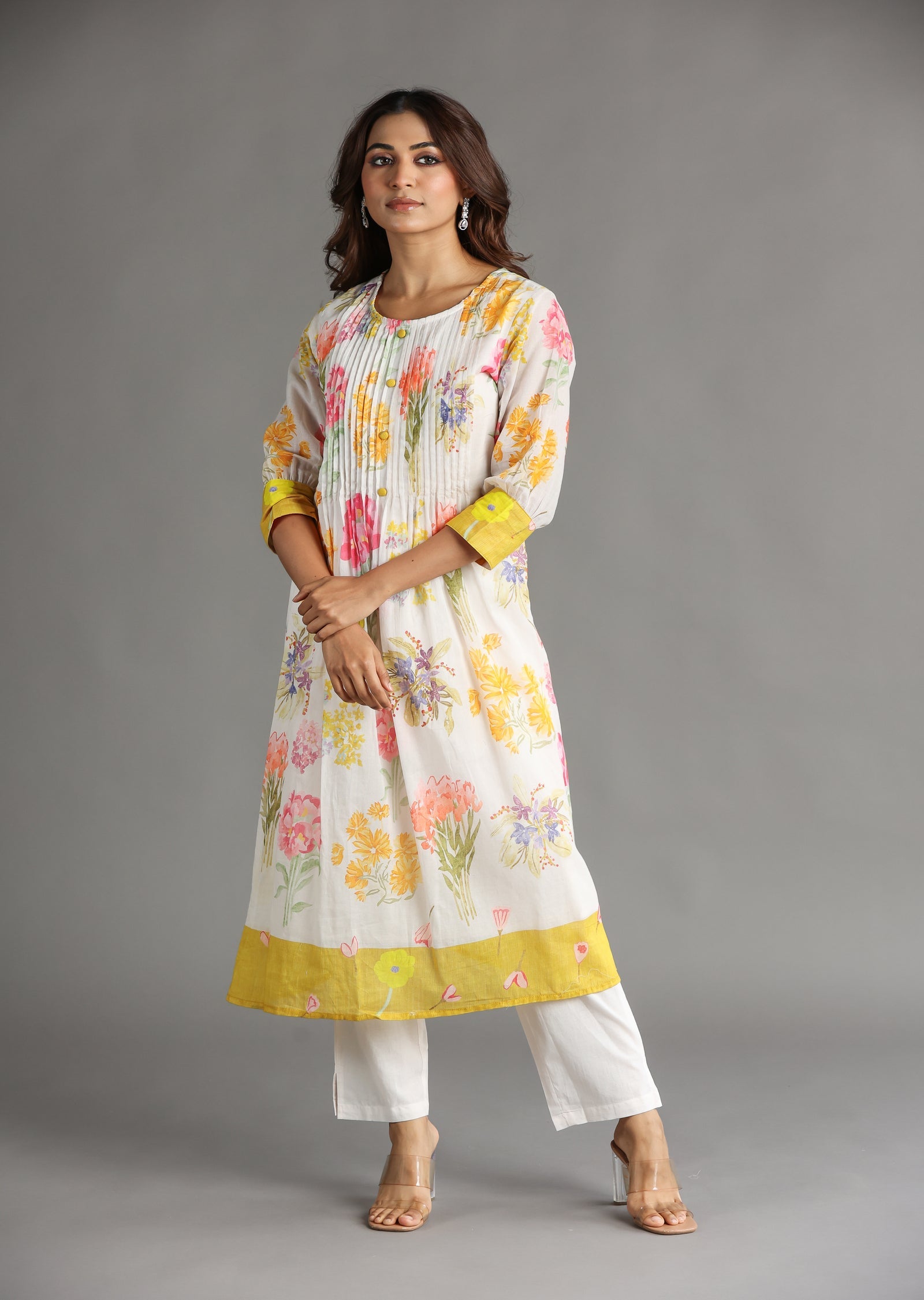 Light Peach Cotton Frock Kurti