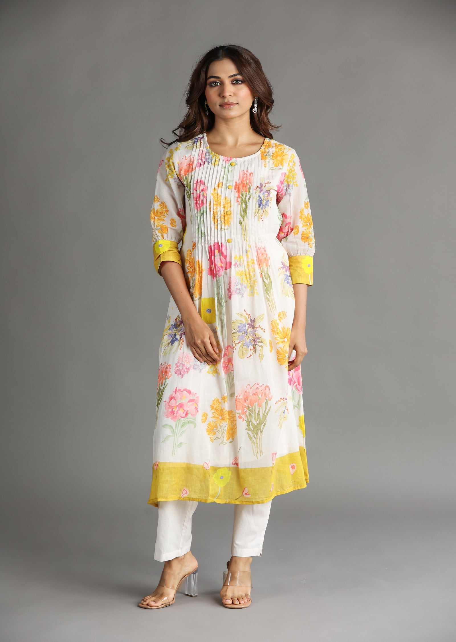 Light Peach Cotton Frock Kurti