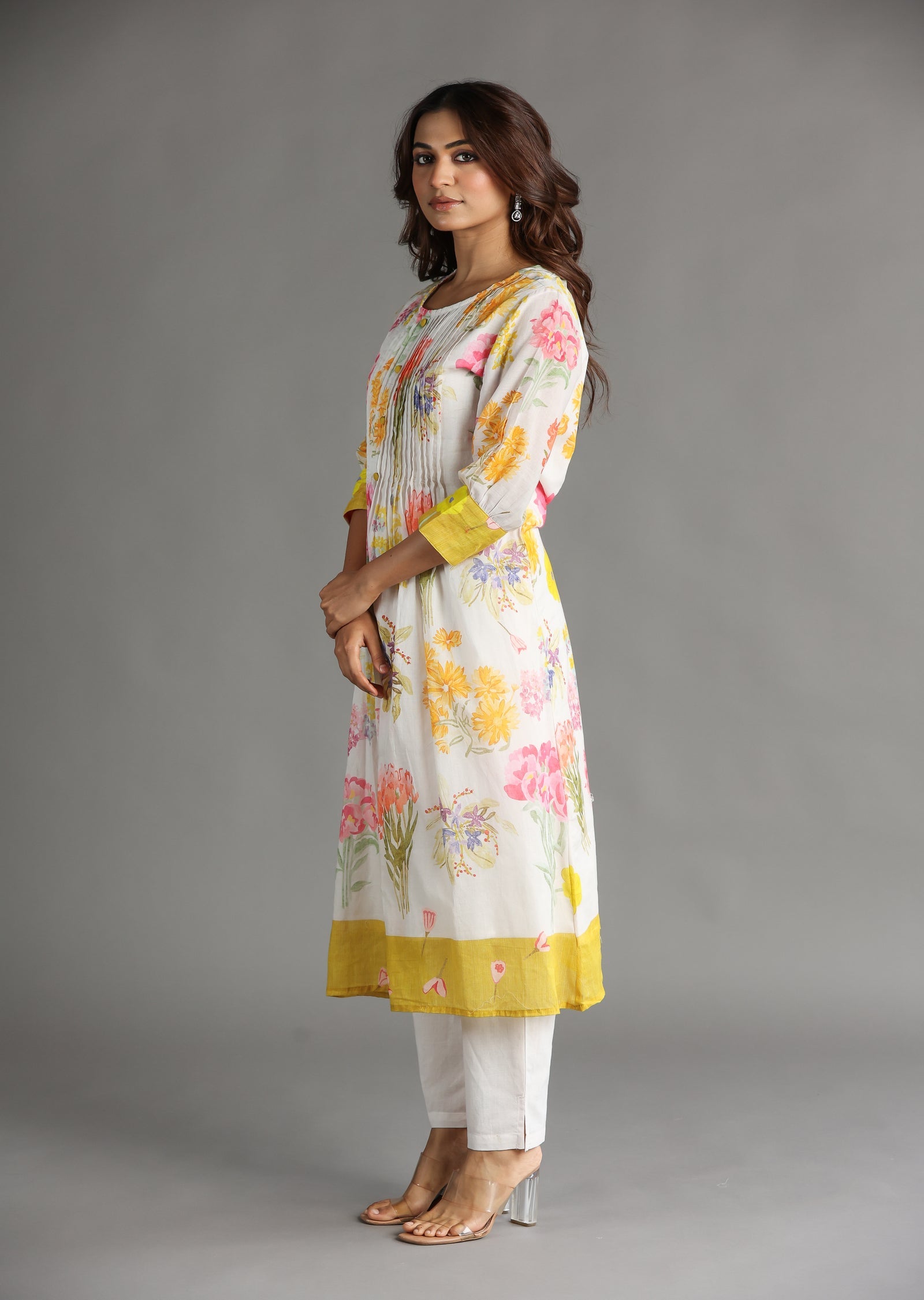Light Peach Cotton Frock Kurti