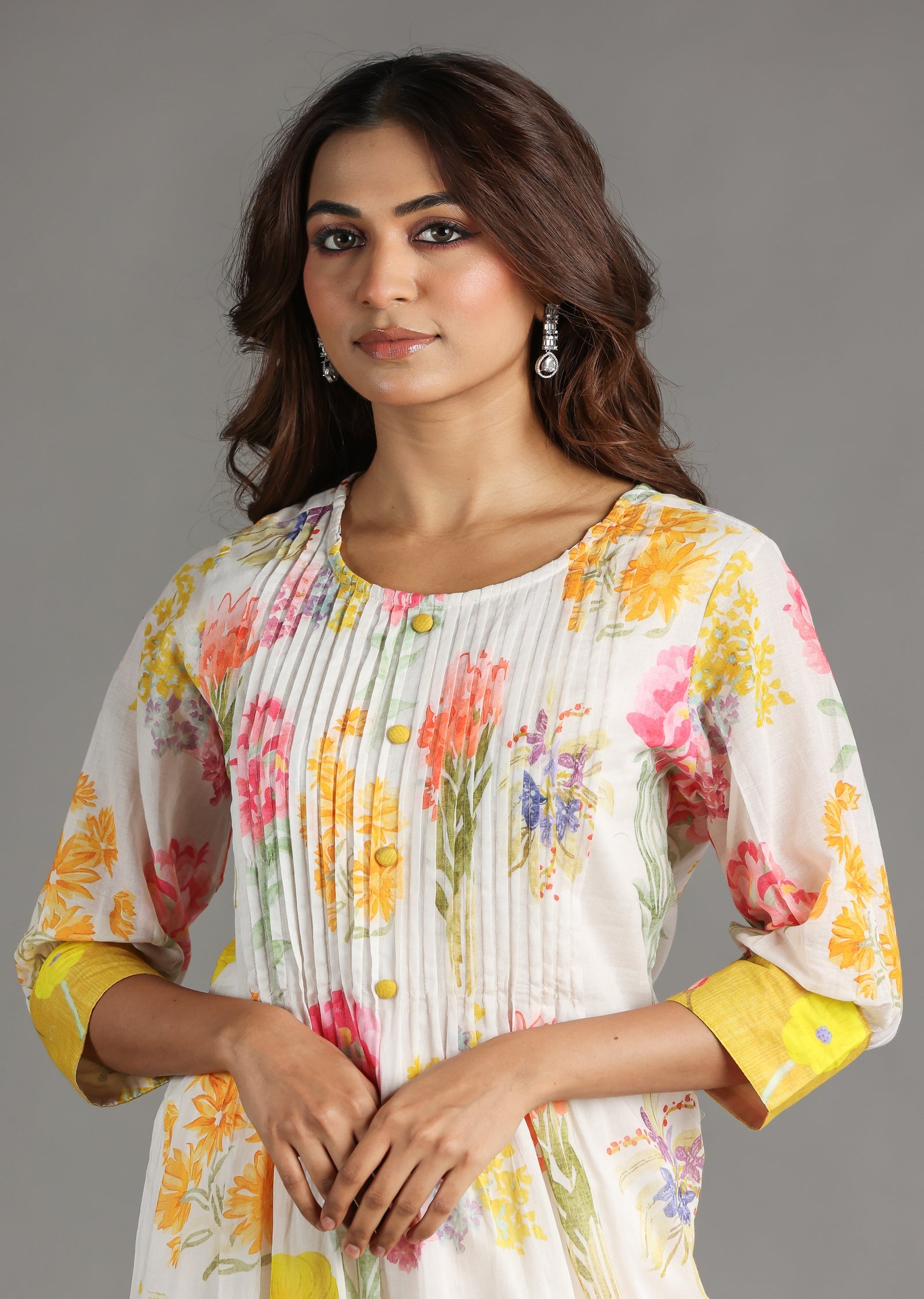 Light Peach Cotton Frock Kurti