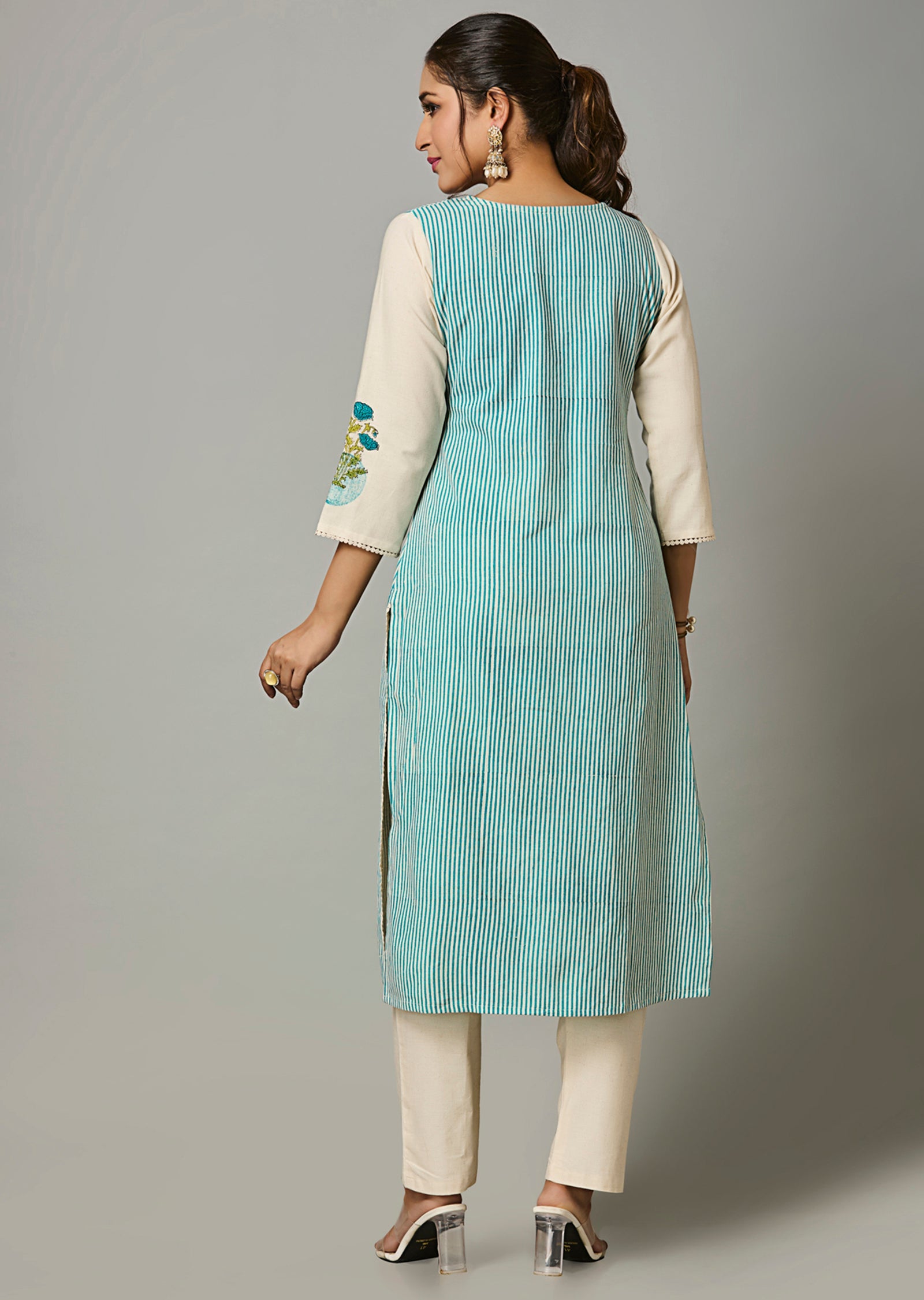 Green Cotton Straight Cut Suit