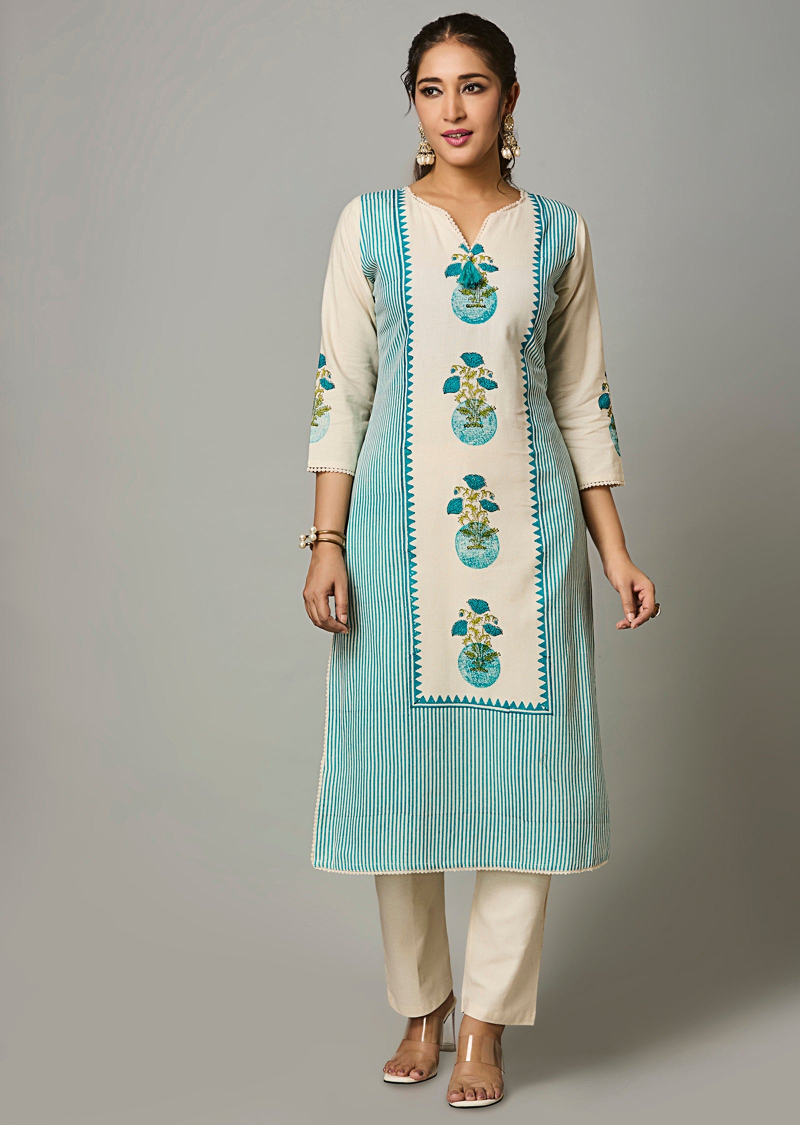 Green Cotton Straight Cut Suit