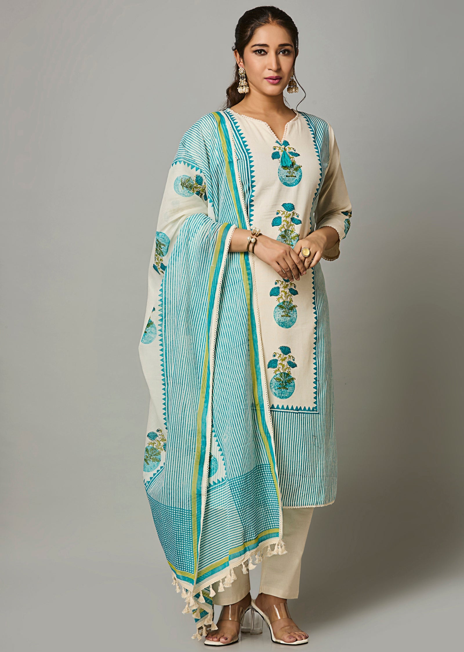 Green Cotton Straight Cut Suit