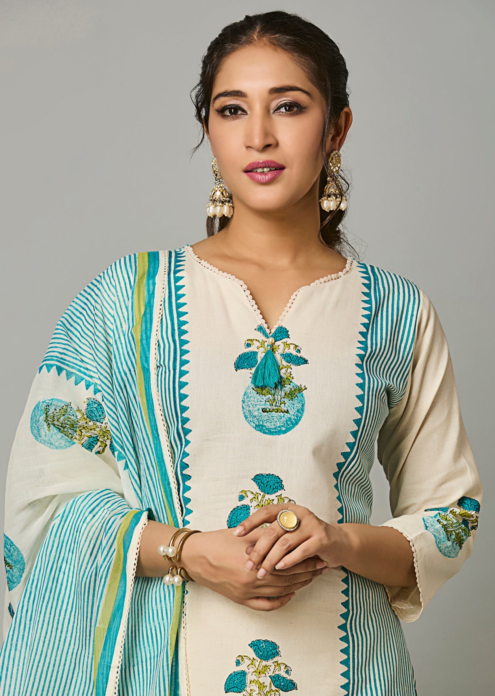 Green Cotton Straight Cut Suit