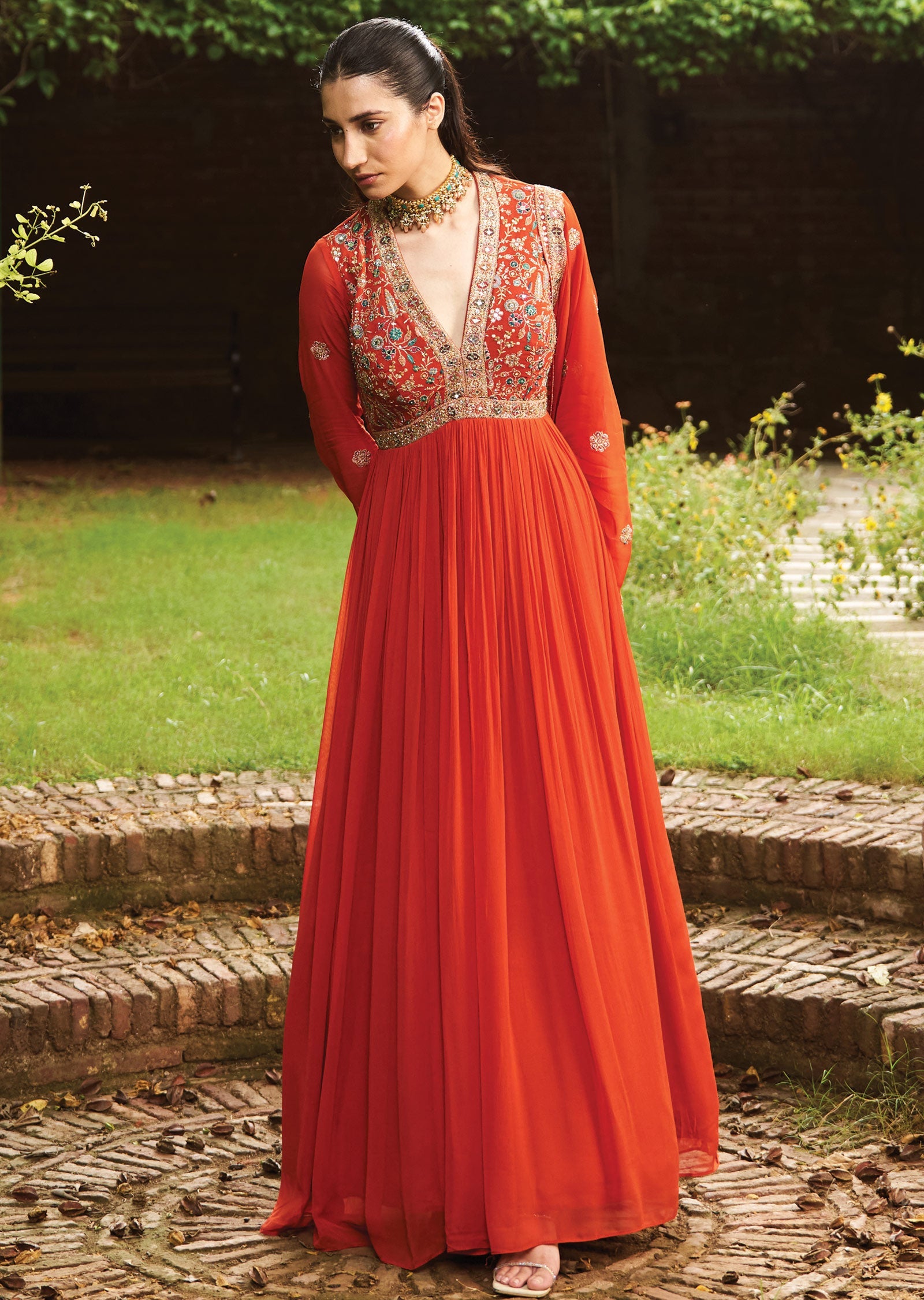 Rust Georgette Anarkali Suit