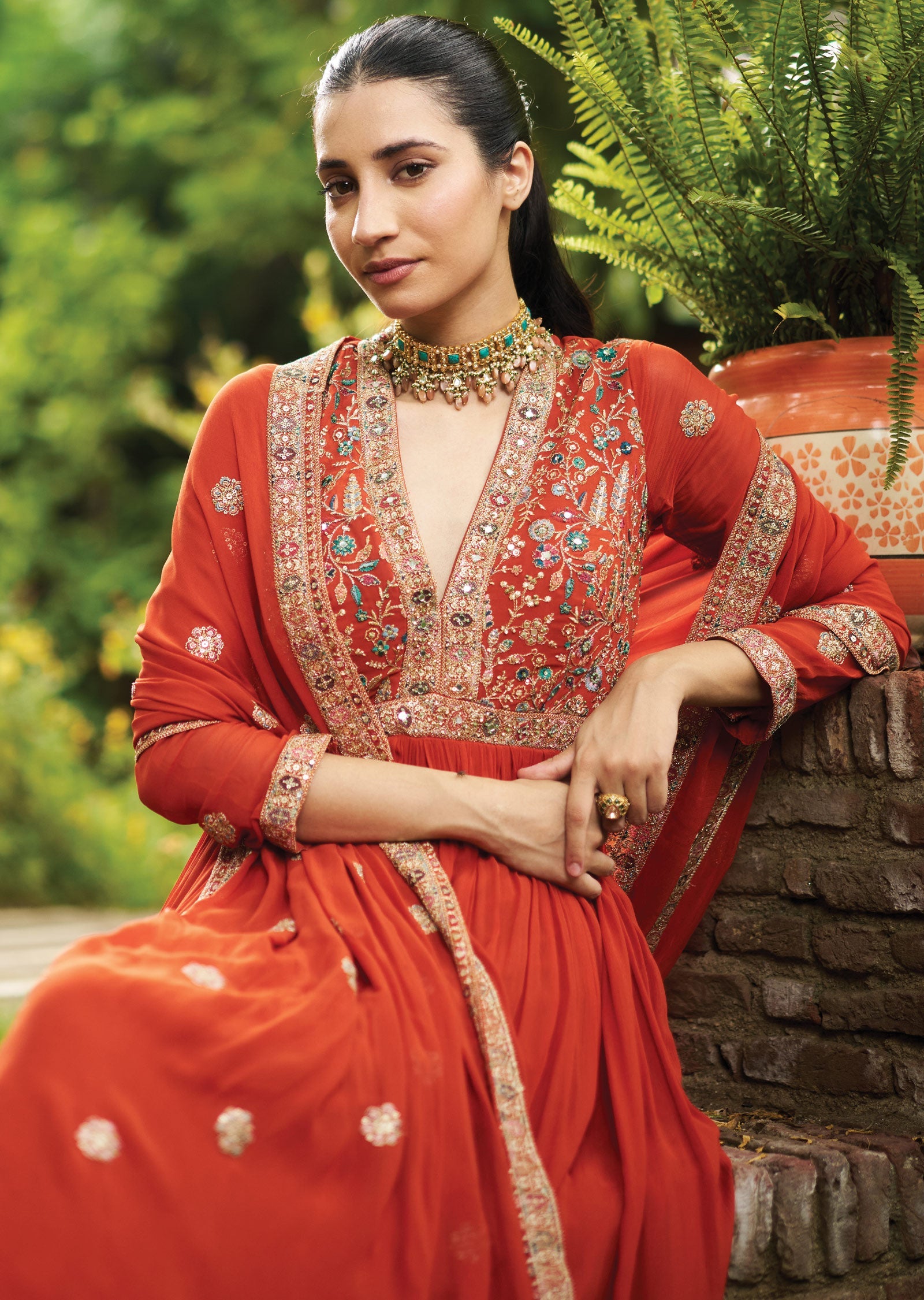 Rust Georgette Anarkali Suit