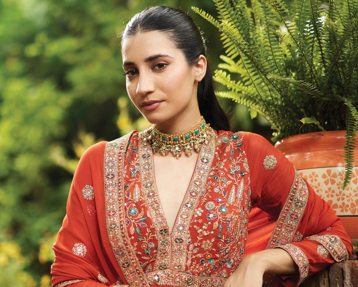 Rust Georgette Anarkali Suit