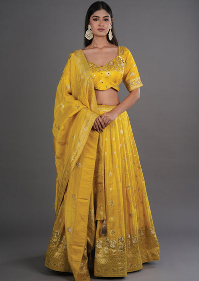 Yellow Tissue Silk Lehenga