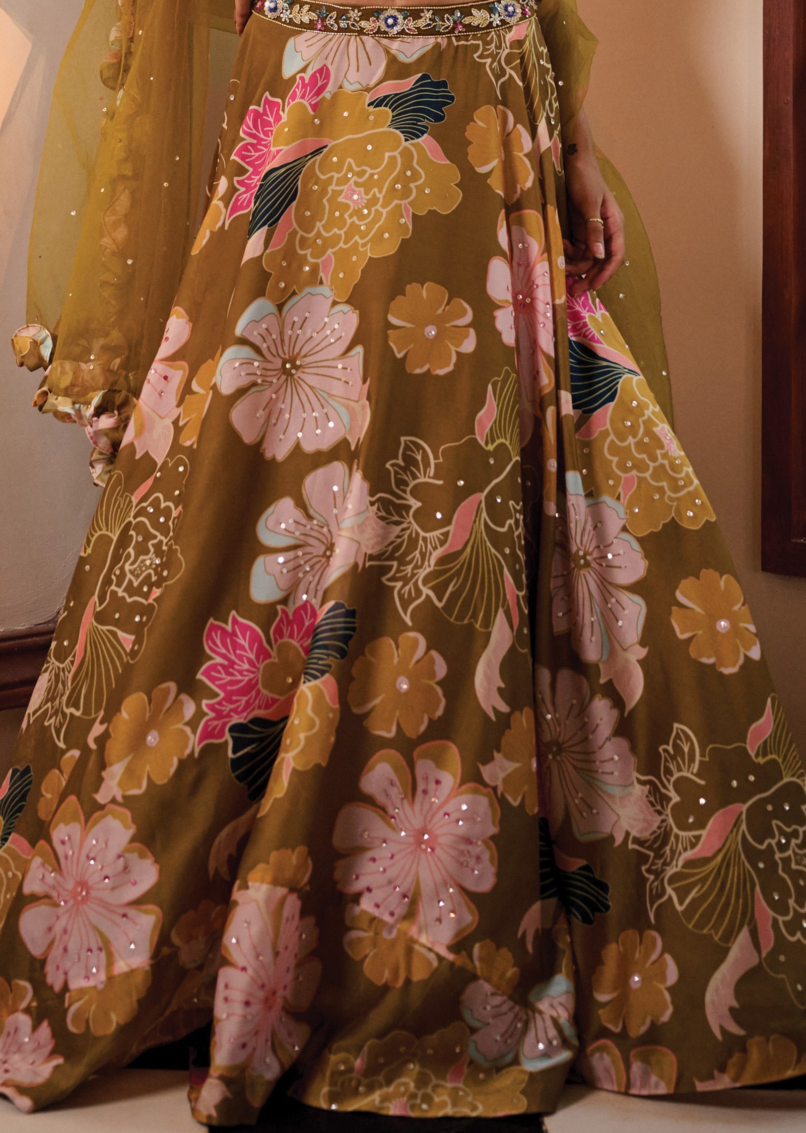 Mehendi Green Georgette Lehenga