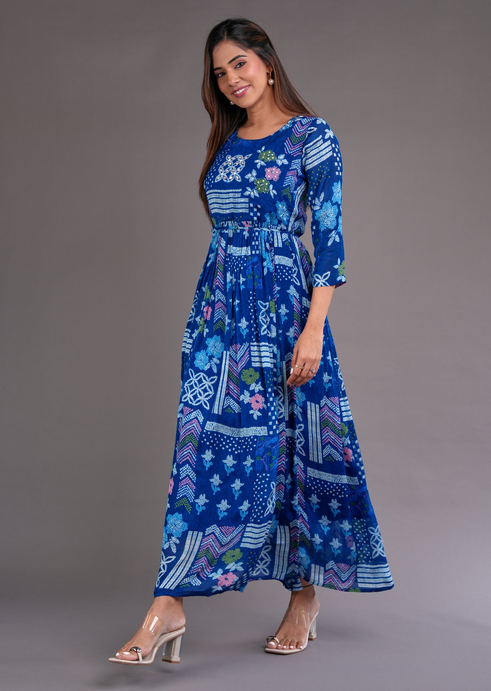 Royal Blue Chinnon Long Dress