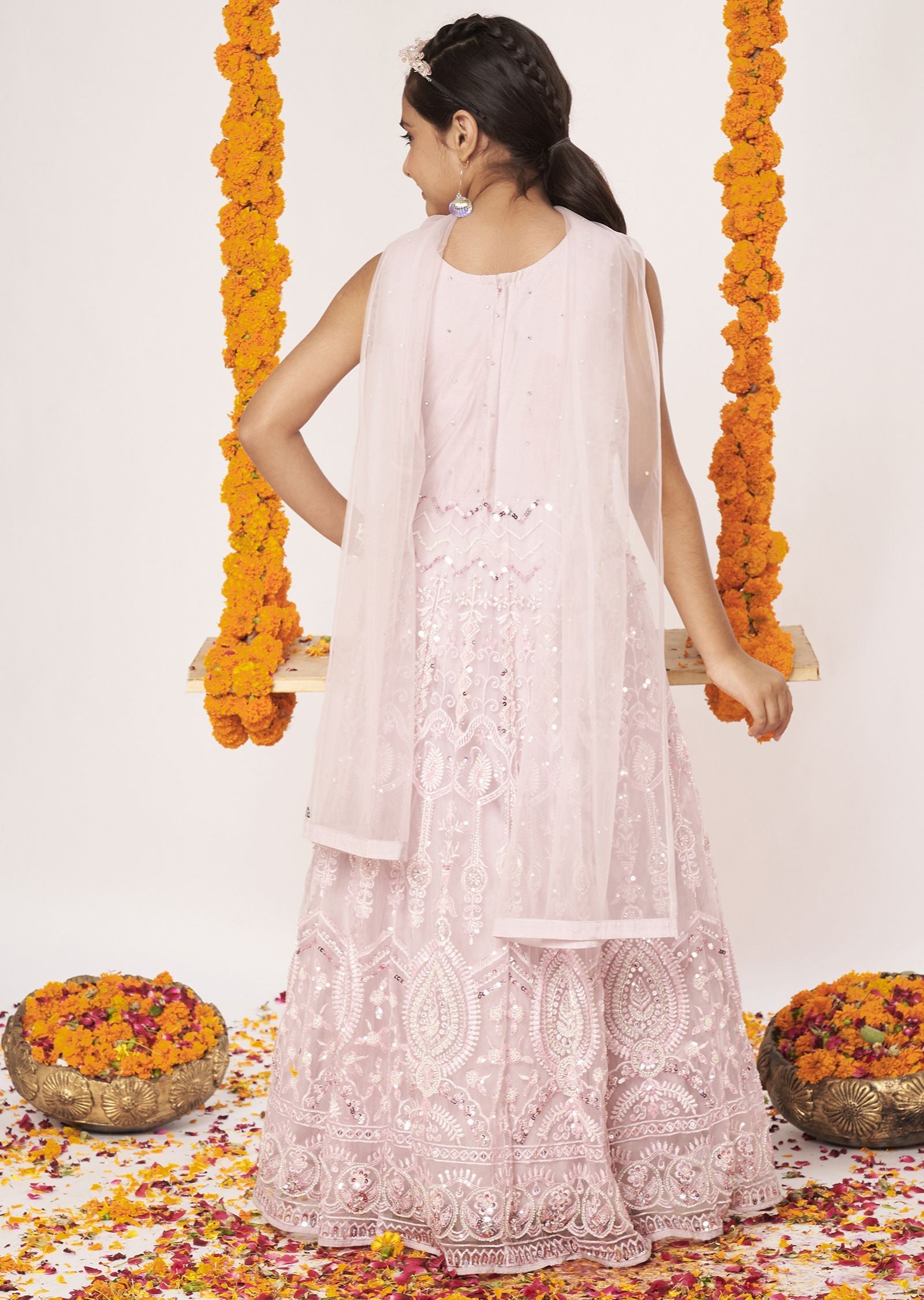Pink Net Ethnic Gown