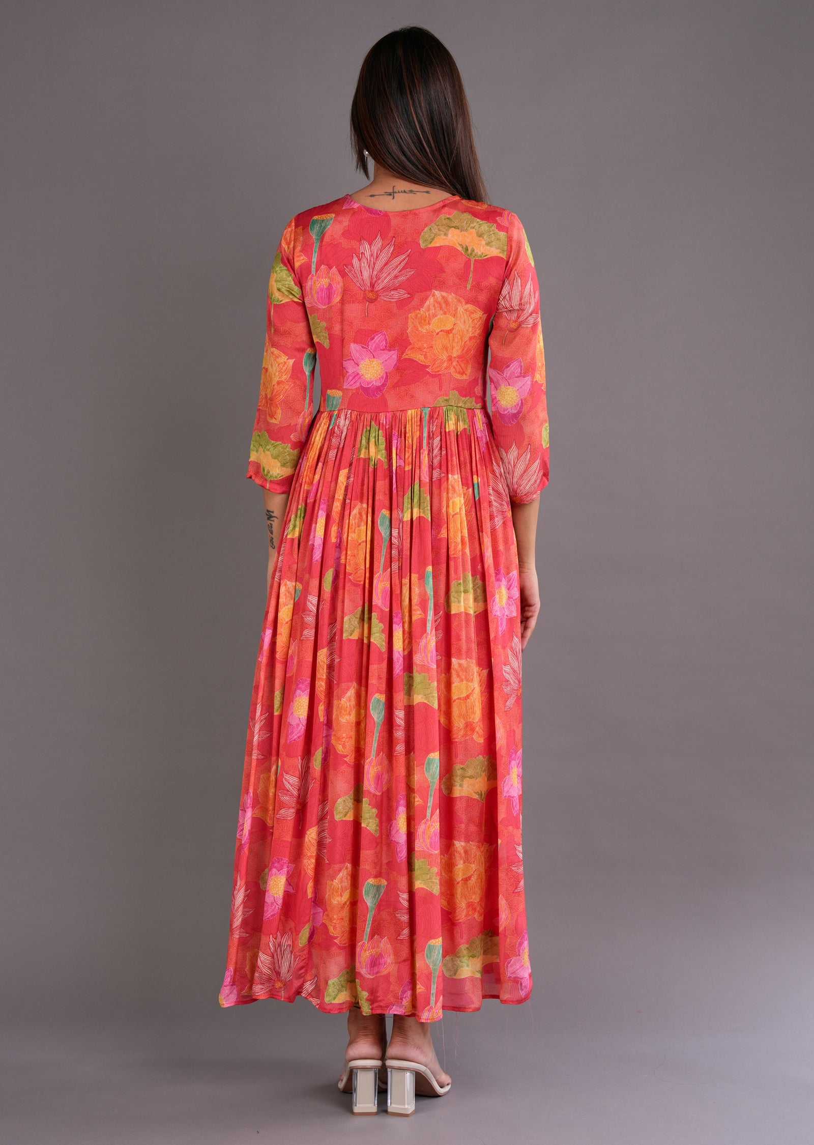 Coral Chinnon Long Dress