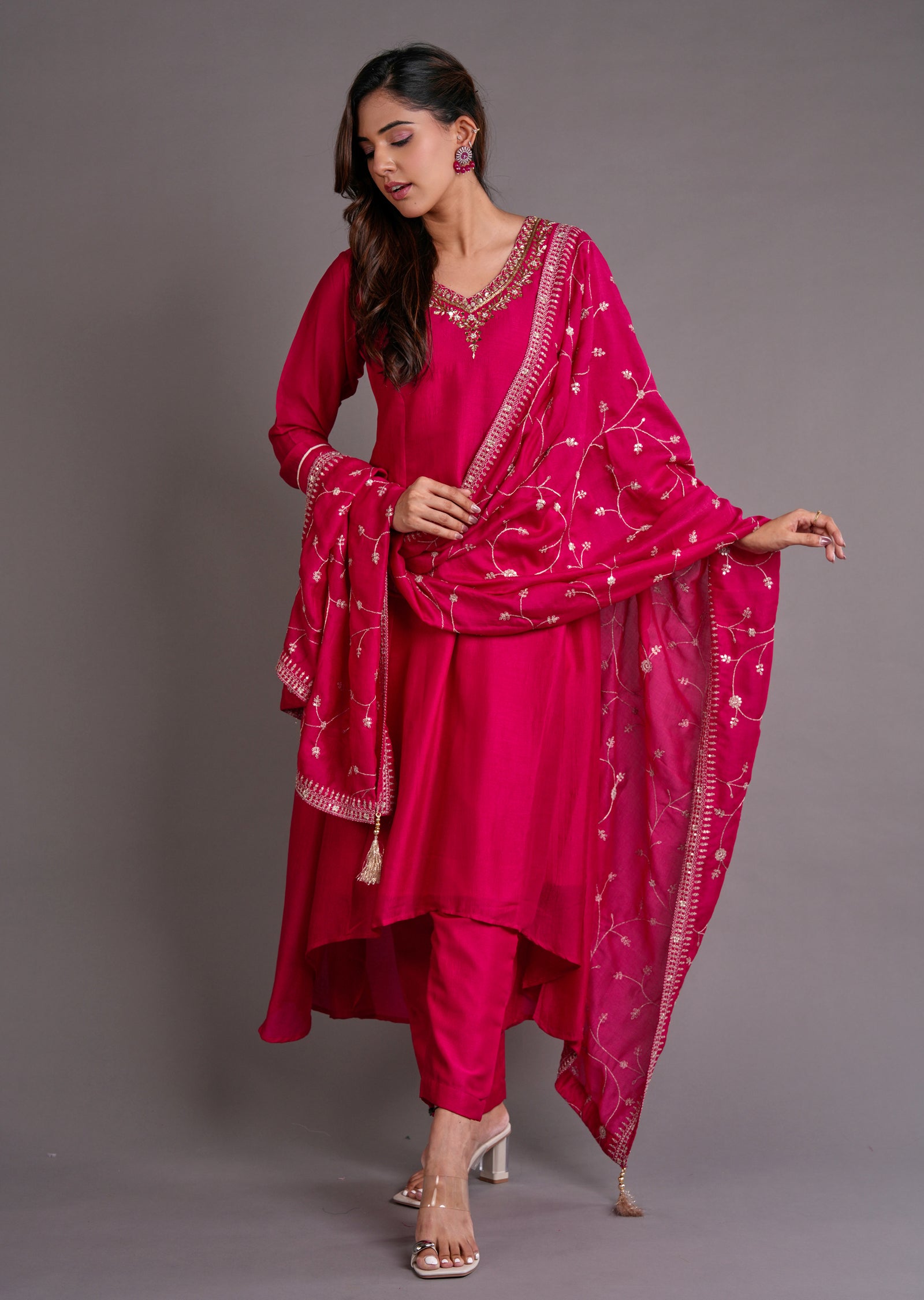 Pink Silk Anarkali Suit