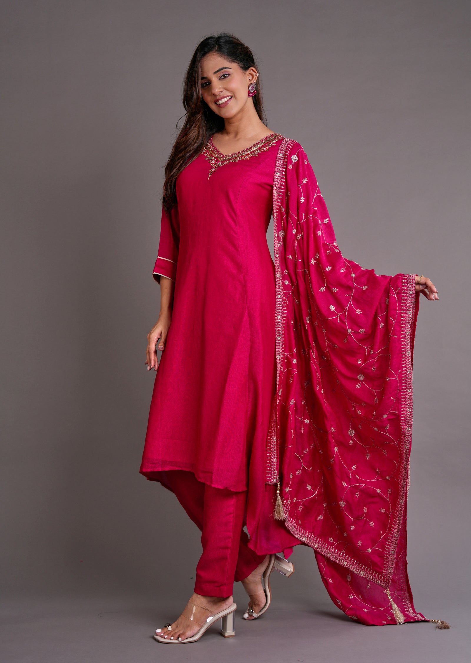 Pink Silk Anarkali Suit