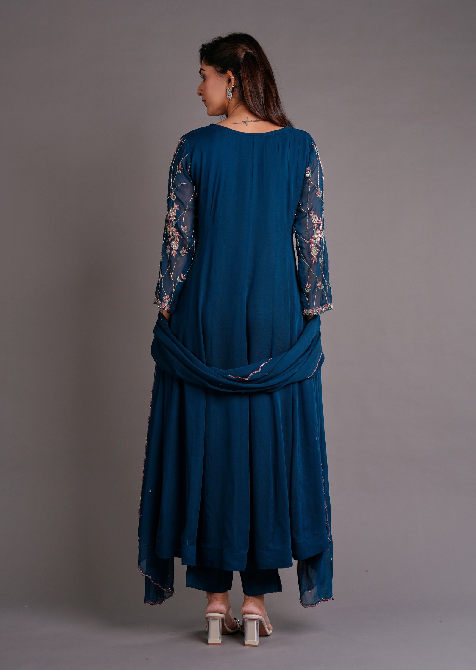 Teal Blue Georgette Anarkali Suit
