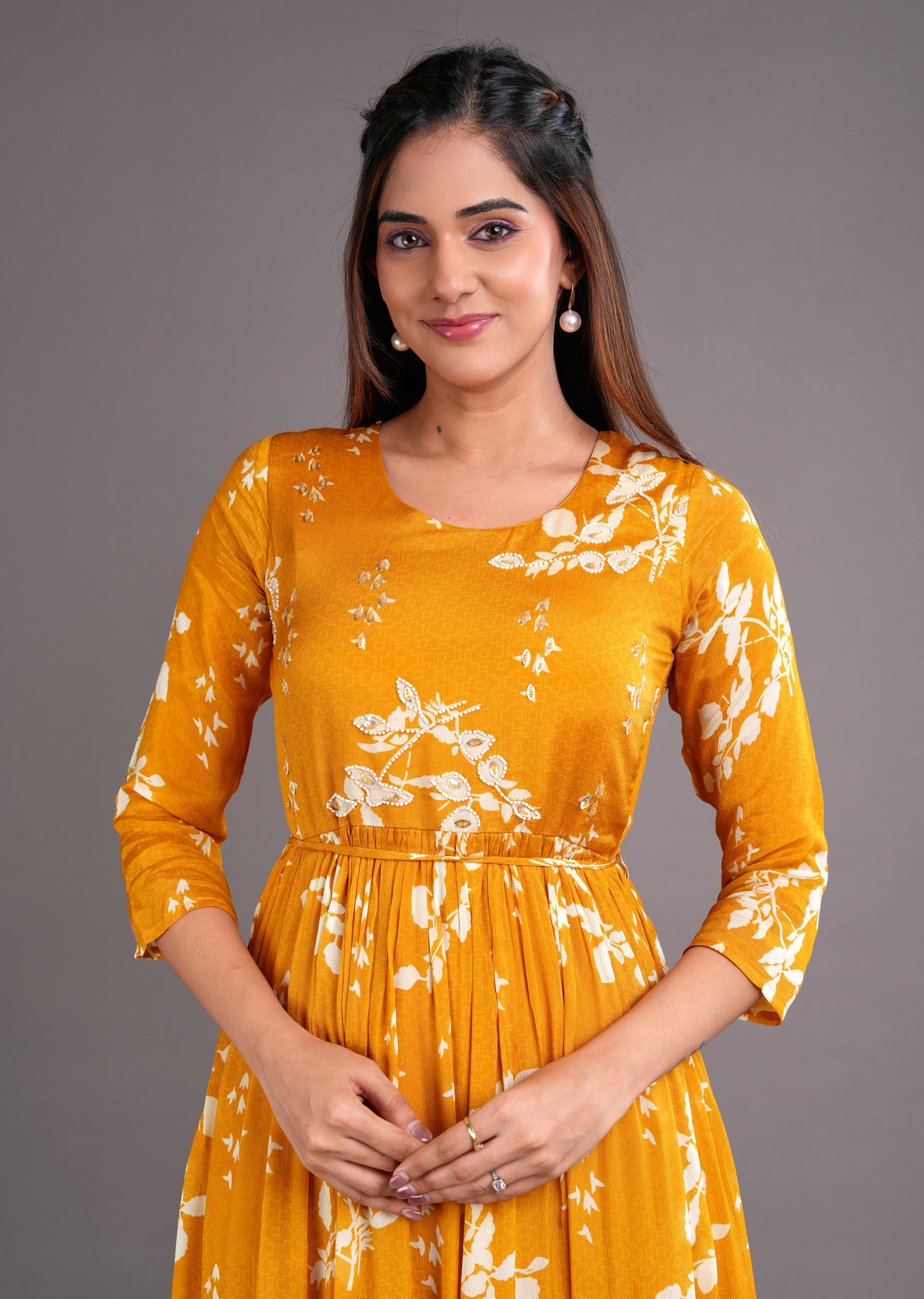 Mustard Chinnon Long Dress