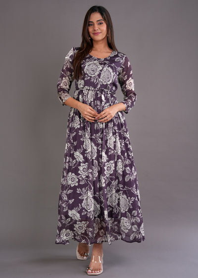Wine Chinnon Long Dress