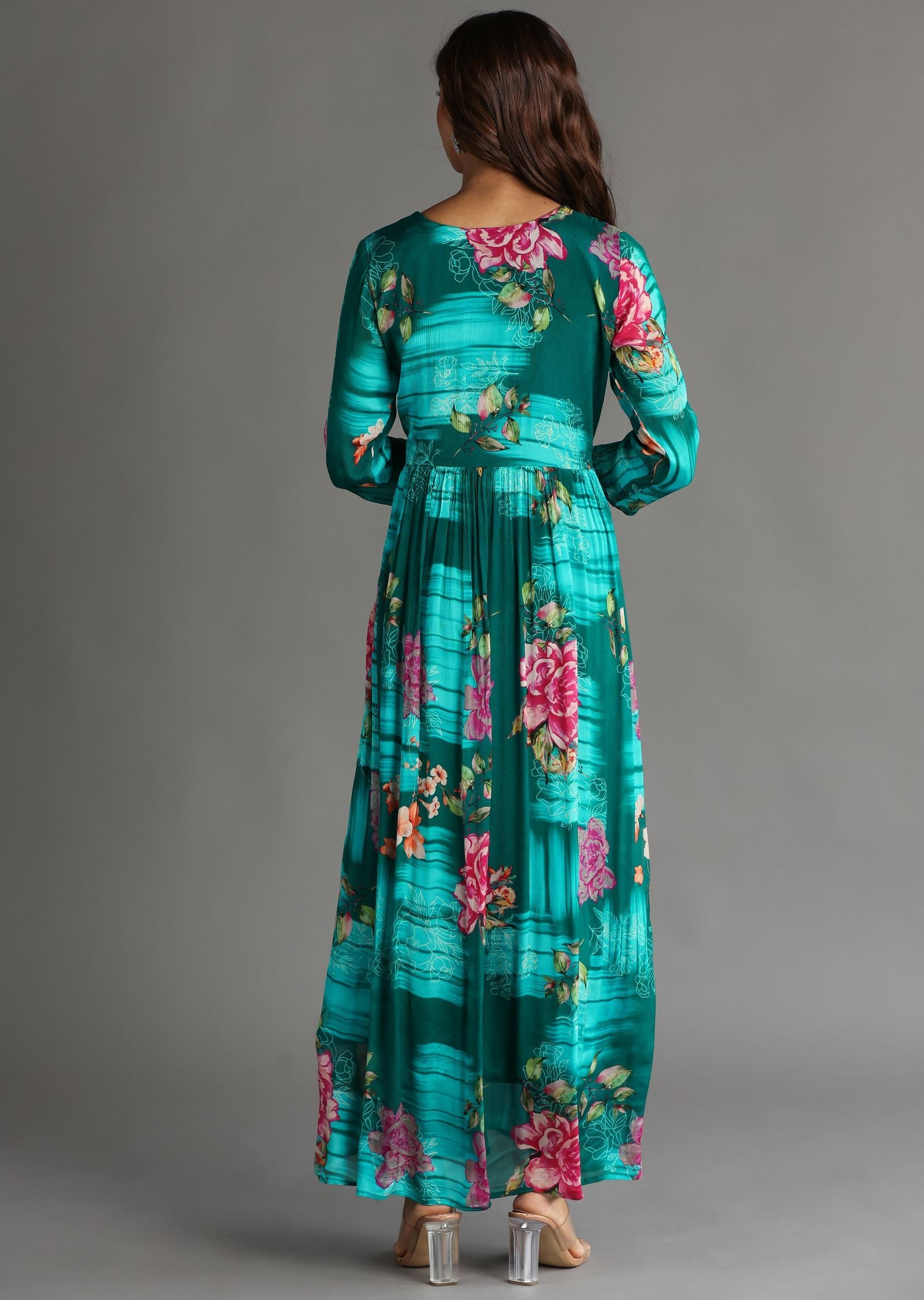 Green Chinnon Long Dress