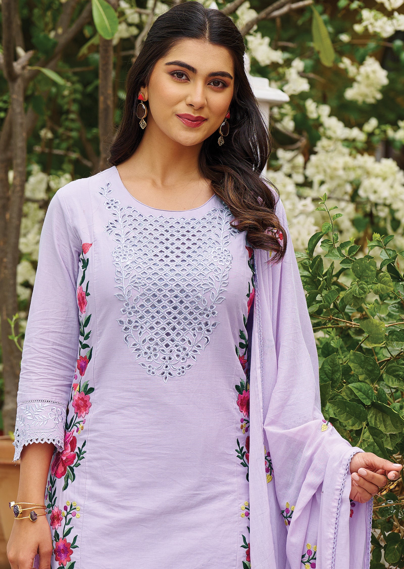 Lavender Cotton Straight Cut Suit