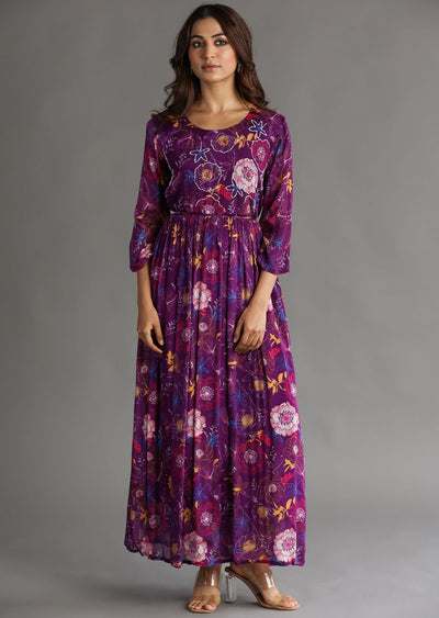 Purple Chinnon Long Dress