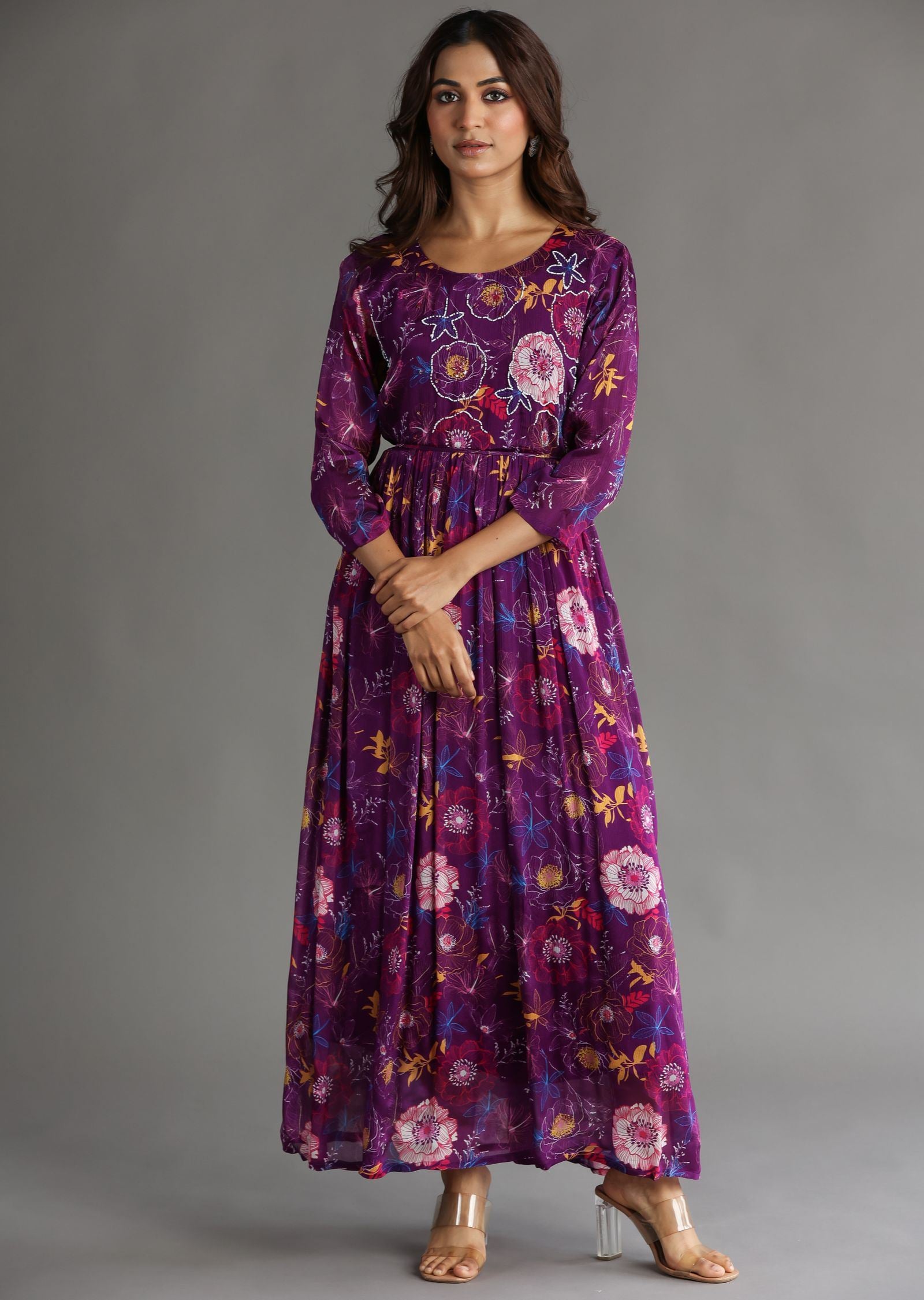 Purple Chinnon Long Dress