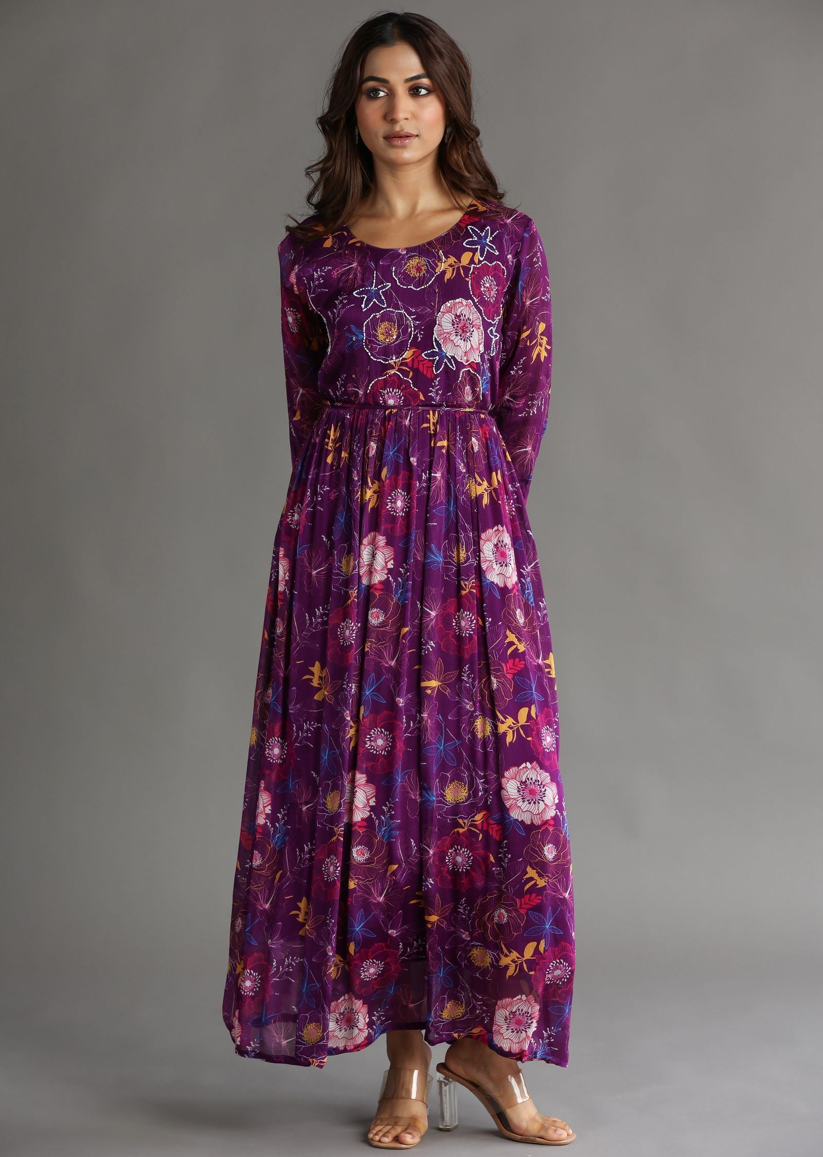 Purple Chinnon Long Dress