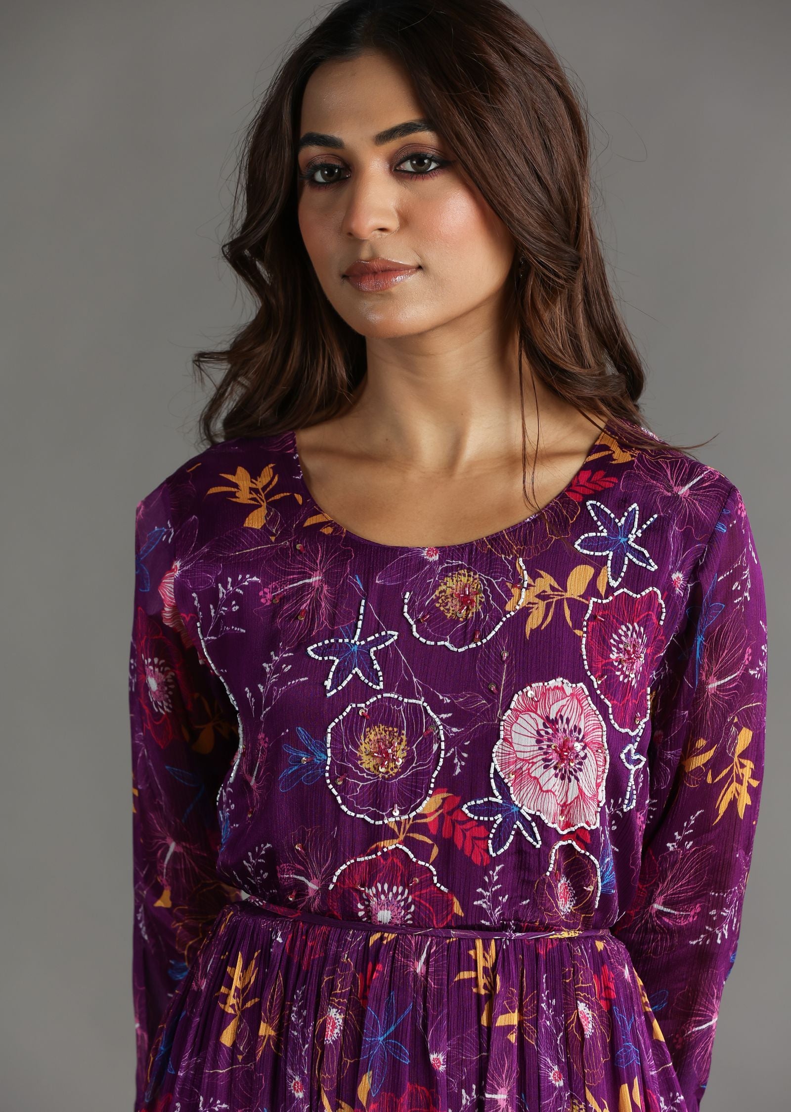 Purple Chinnon Long Dress