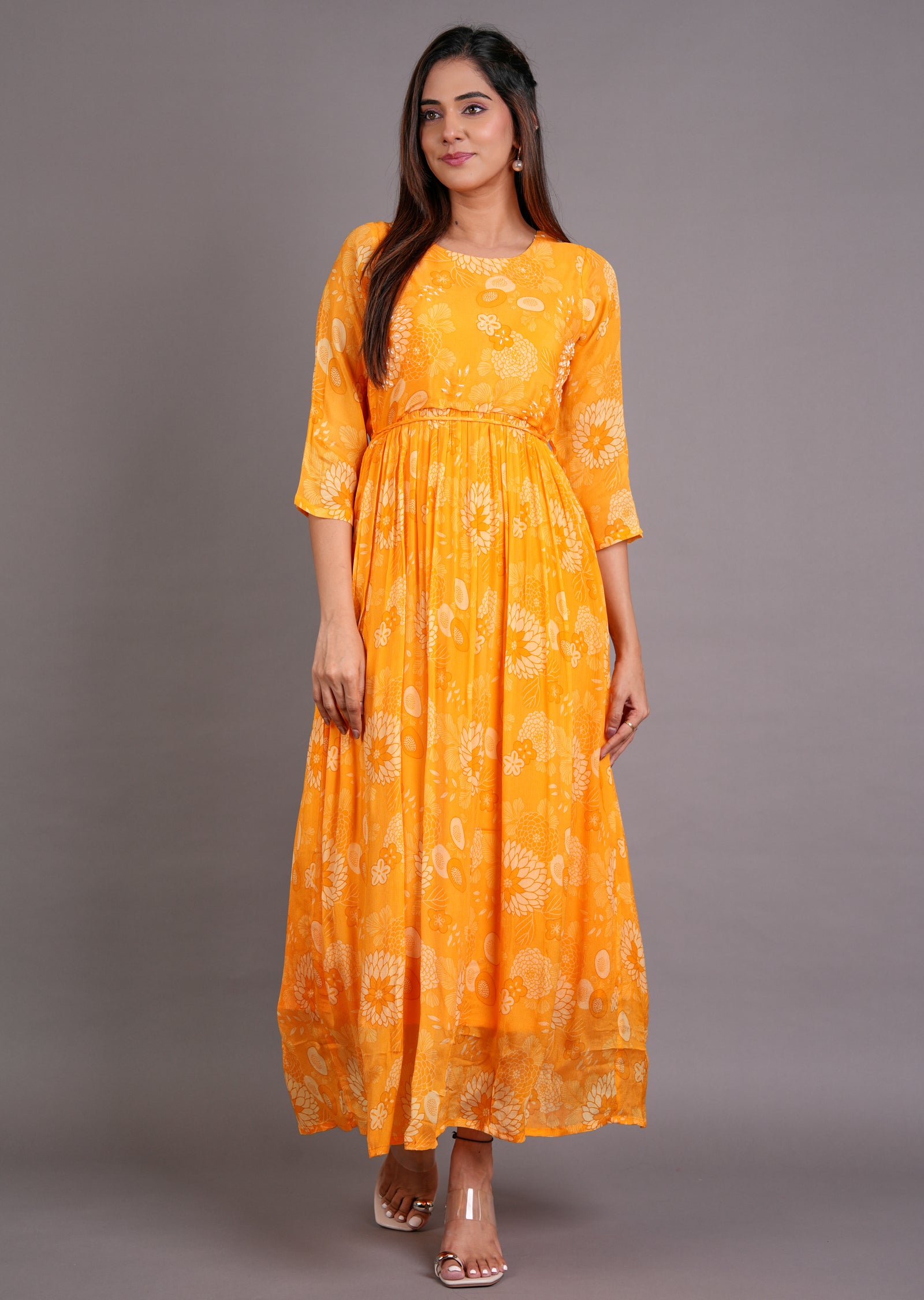 strapless open back dress Robe Longue À Fines Bretelles Gaze De Coton Orange Pastel - Sopera Peach