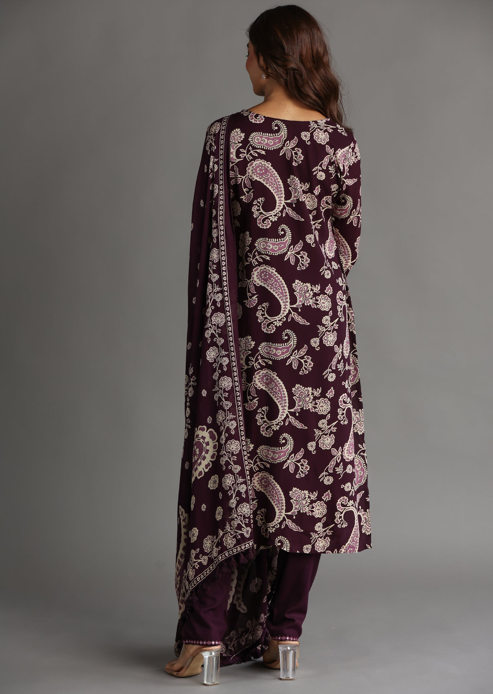 Wine Reyon Straight Cut Suit