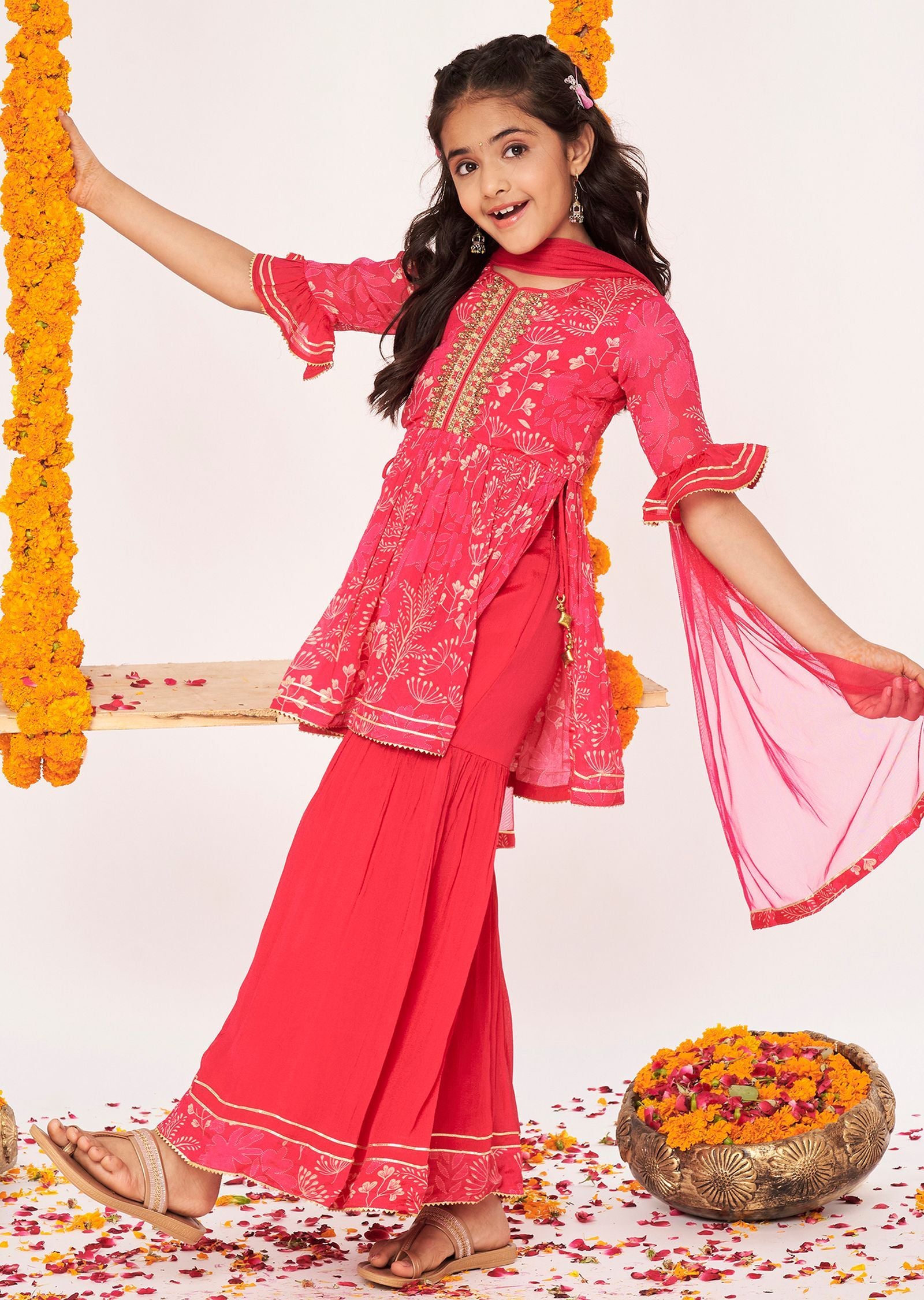 Rani Pink Chinnon Gharara Set
