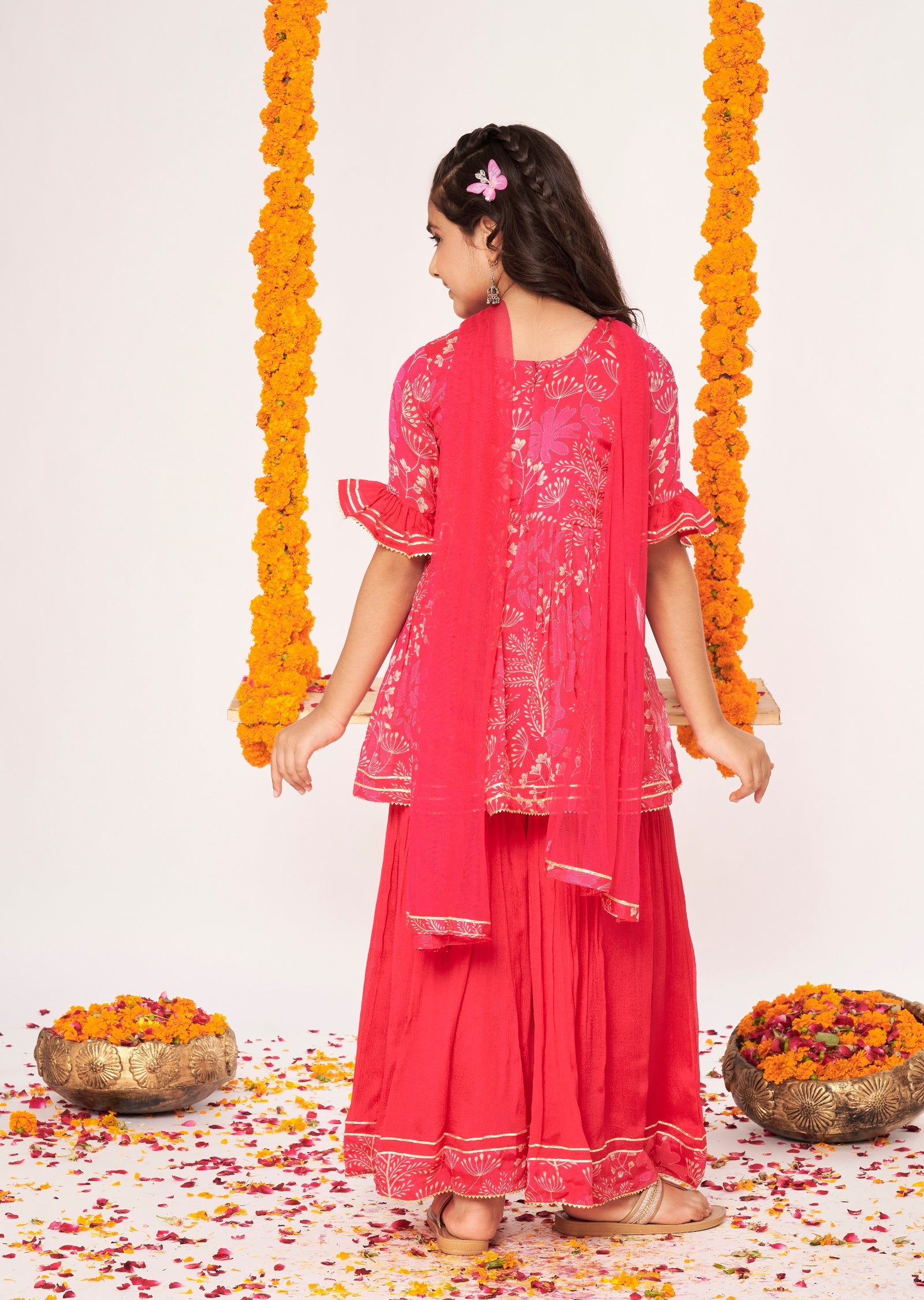 Rani Pink Chinnon Gharara Set