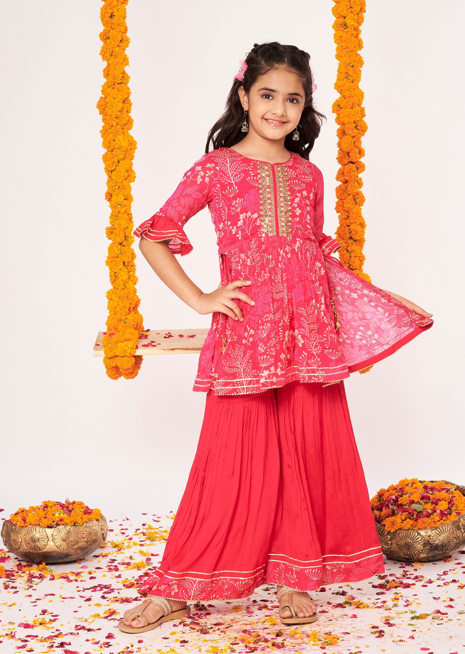 Rani Pink Chinnon Gharara Set