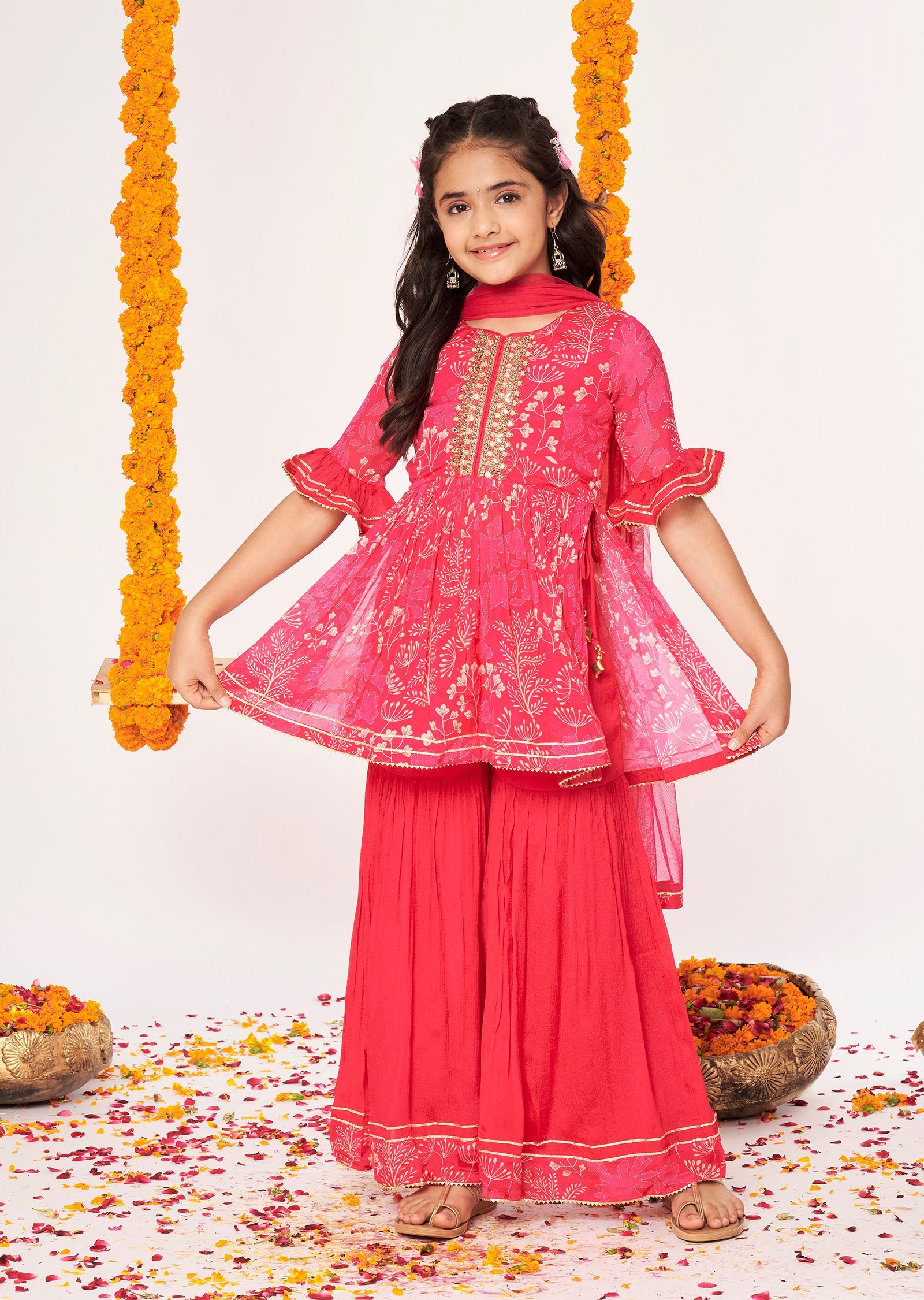 Rani Pink Chinnon Gharara Set