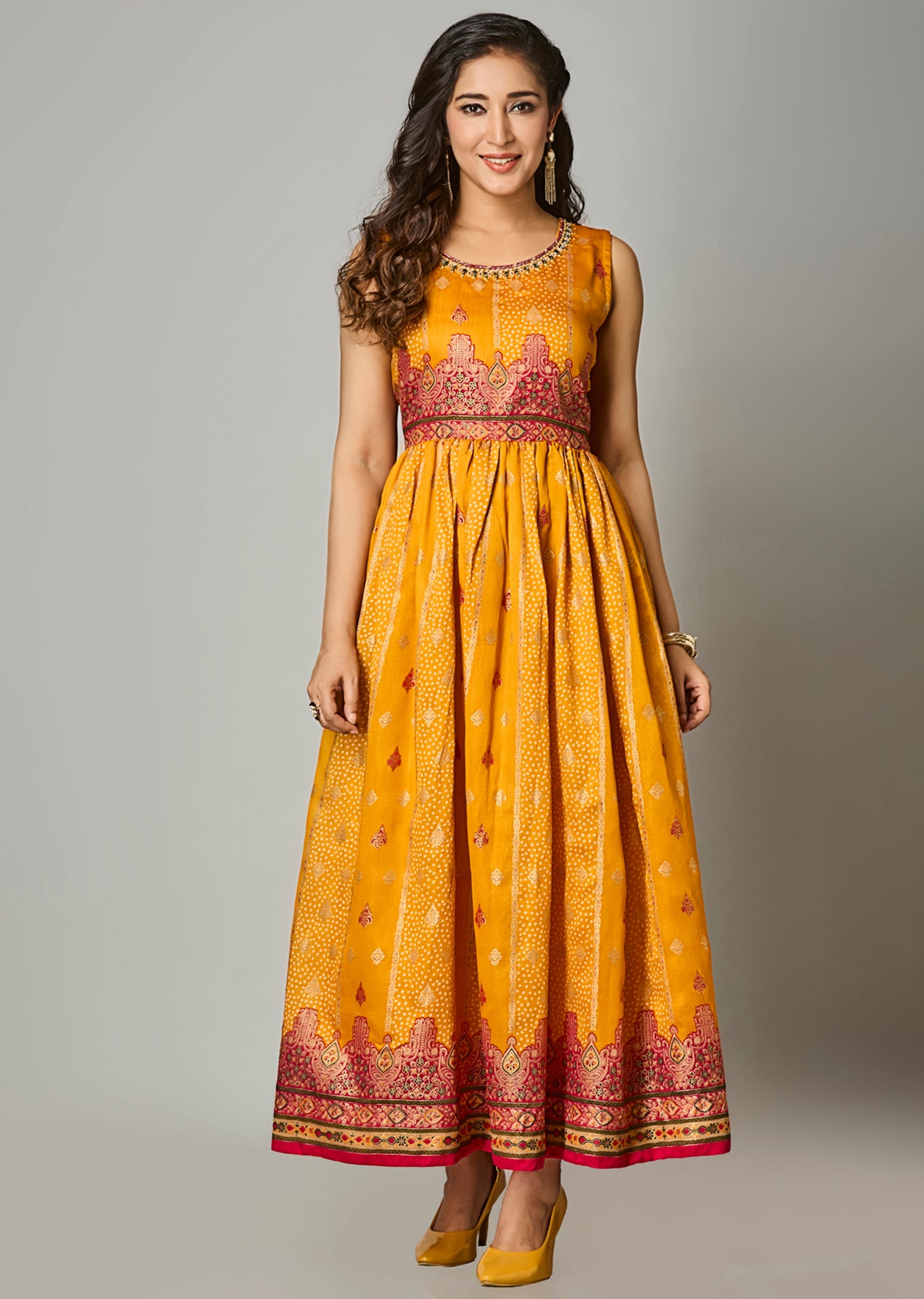 Mustard Silk Long Dress