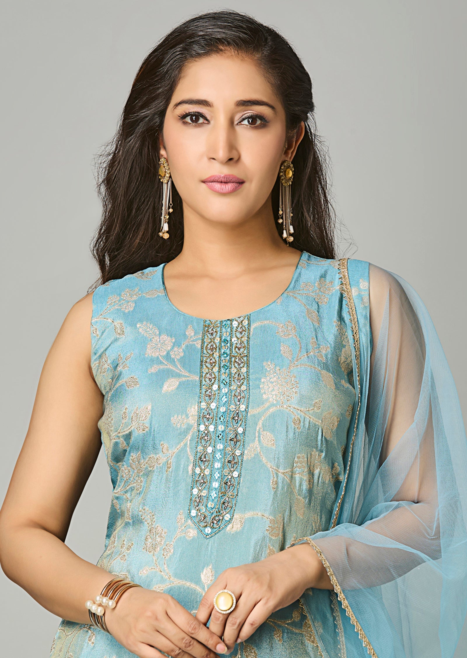 Dusty Blue Tissue Straight Cut Suit