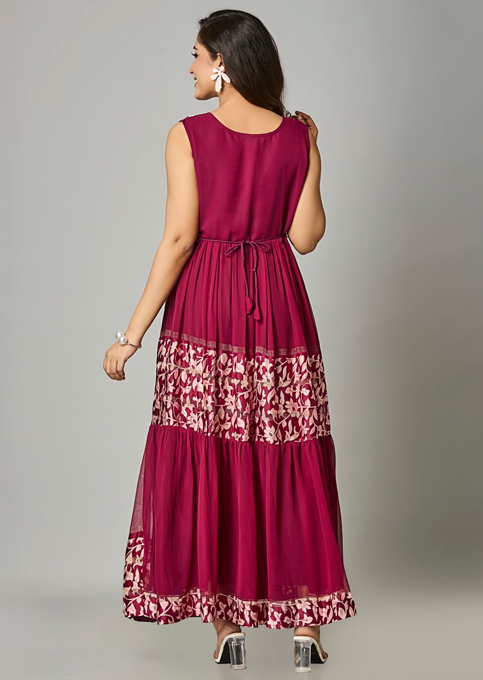 Magenta Georgette Long Dress