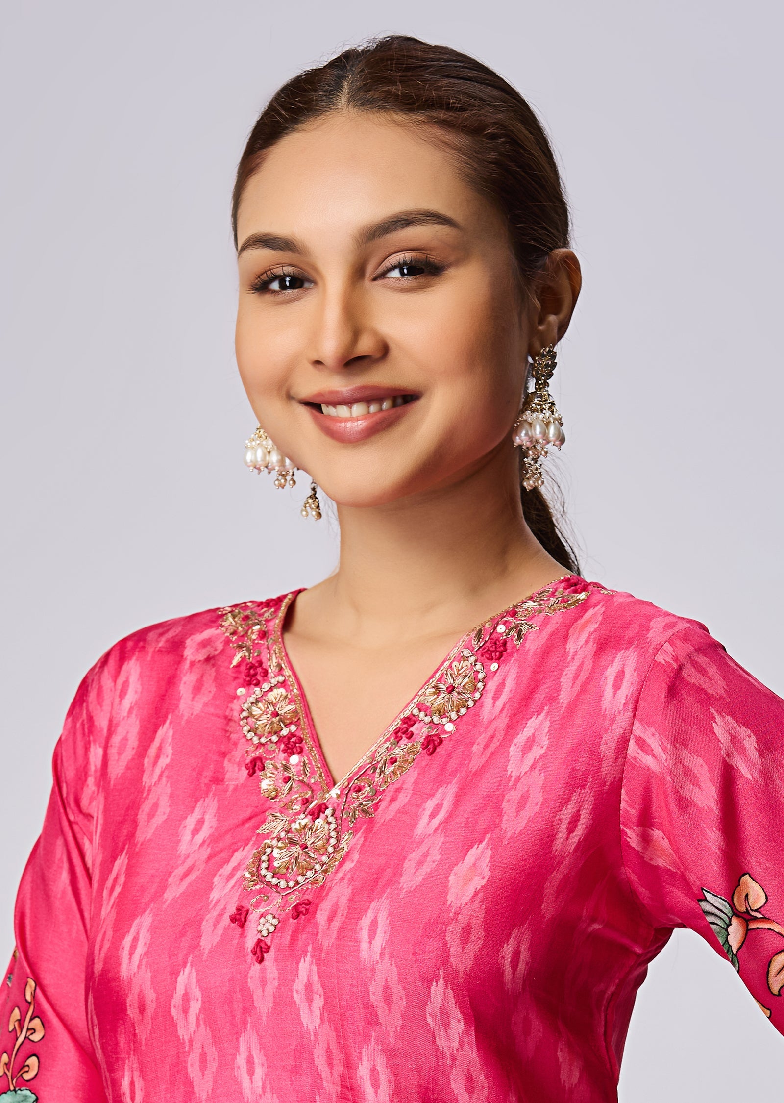 Rani Pink Dola Silk Straight Cut Suit